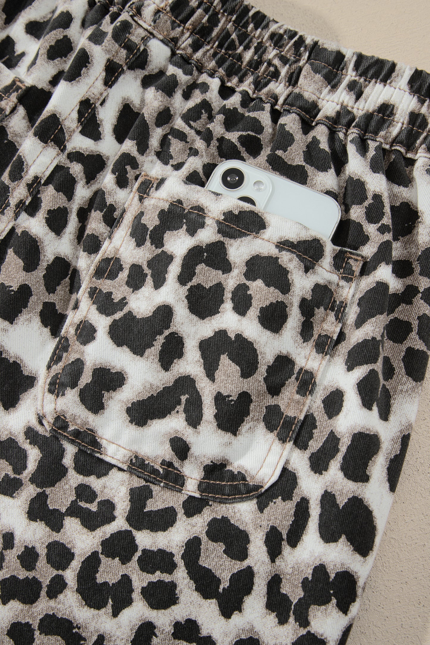 Black Leopard Print Drawstring Jogger Jeans-Bottoms/Jeans-[Adult]-[Female]-2022 Online Blue Zone Planet