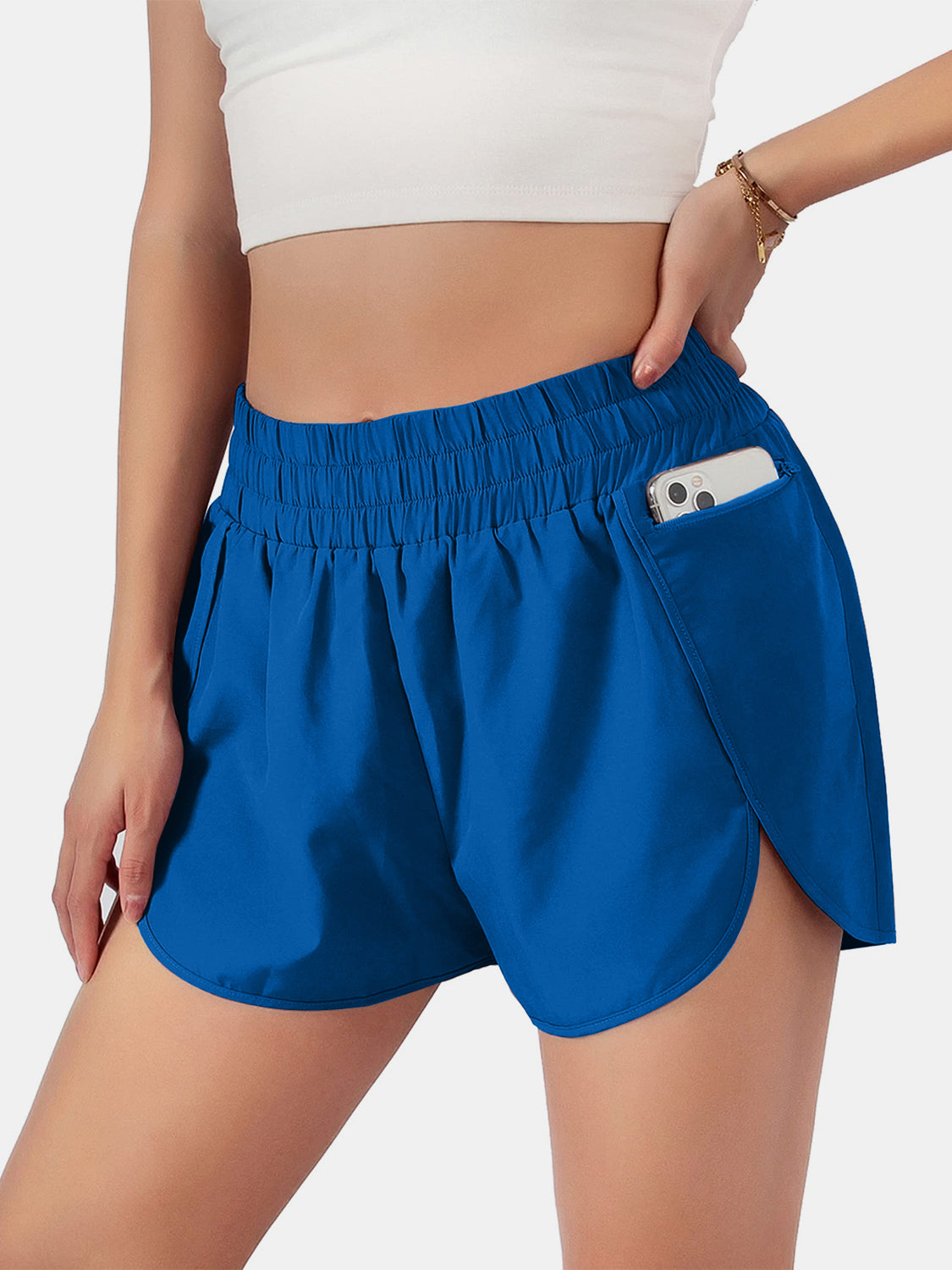 Blue Zone Planet | Elastic Waist Active Shorts-TOPS / DRESSES-[Adult]-[Female]-Royal Blue-S-2022 Online Blue Zone Planet