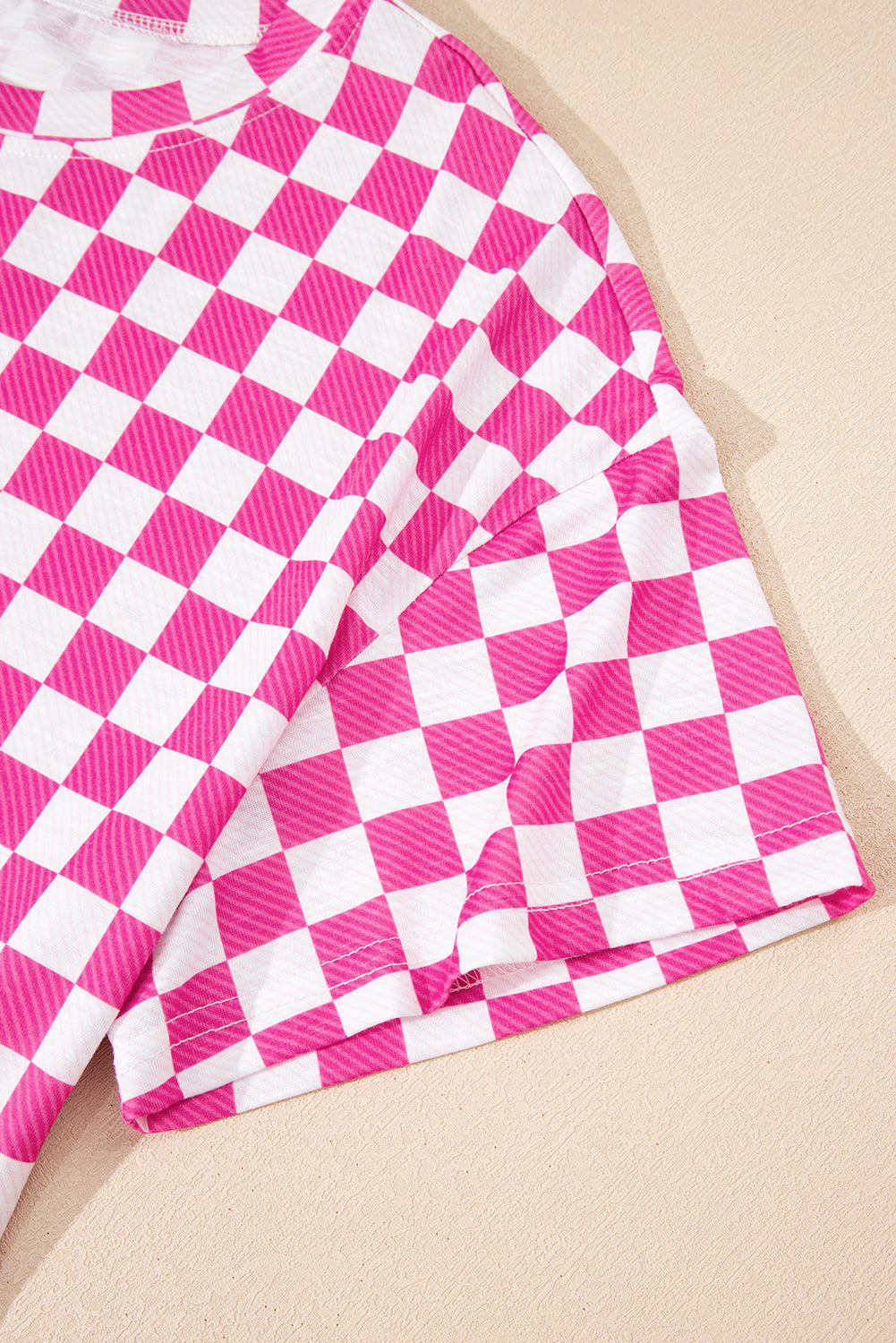 Pink Checkerboard T Shirt And High Waist Skorts 2 Piece Outfit-Two Piece Sets/Short Sets-[Adult]-[Female]-2022 Online Blue Zone Planet