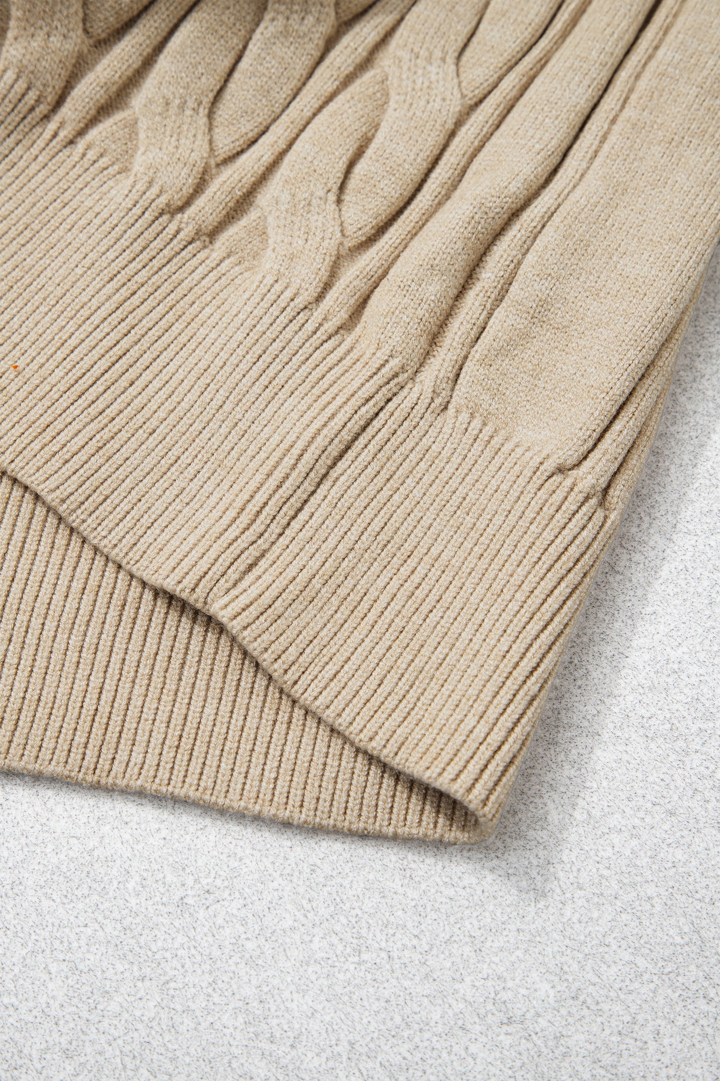 Parchment Oversized Cable Knit Long Sleeve Round Neck Tunic Length Plus Size Sweater-TOPS / DRESSES-[Adult]-[Female]-2022 Online Blue Zone Planet