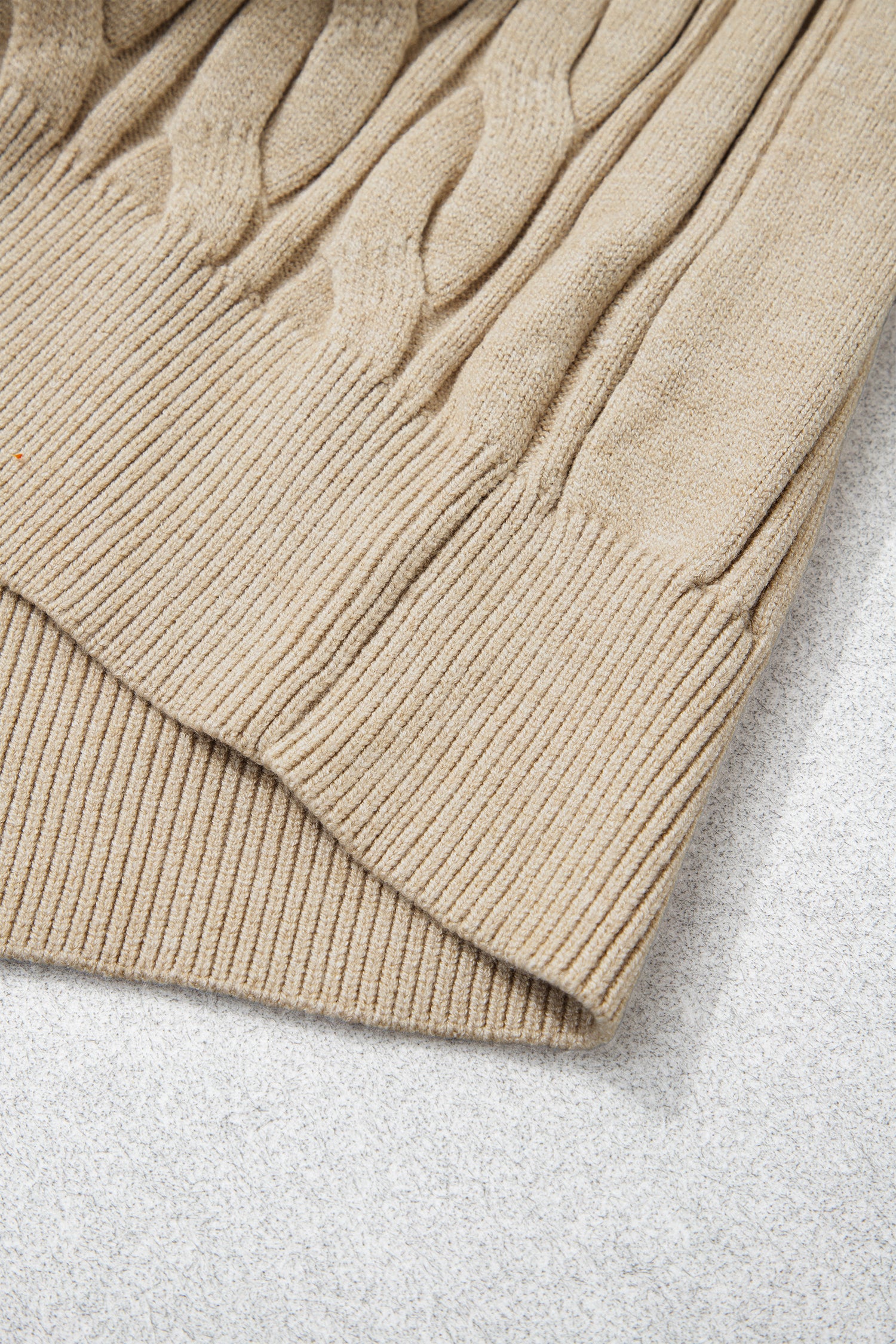 Parchment Oversized Cable Knit Long Sleeve Round Neck Tunic Length Plus Size Sweater-TOPS / DRESSES-[Adult]-[Female]-2022 Online Blue Zone Planet
