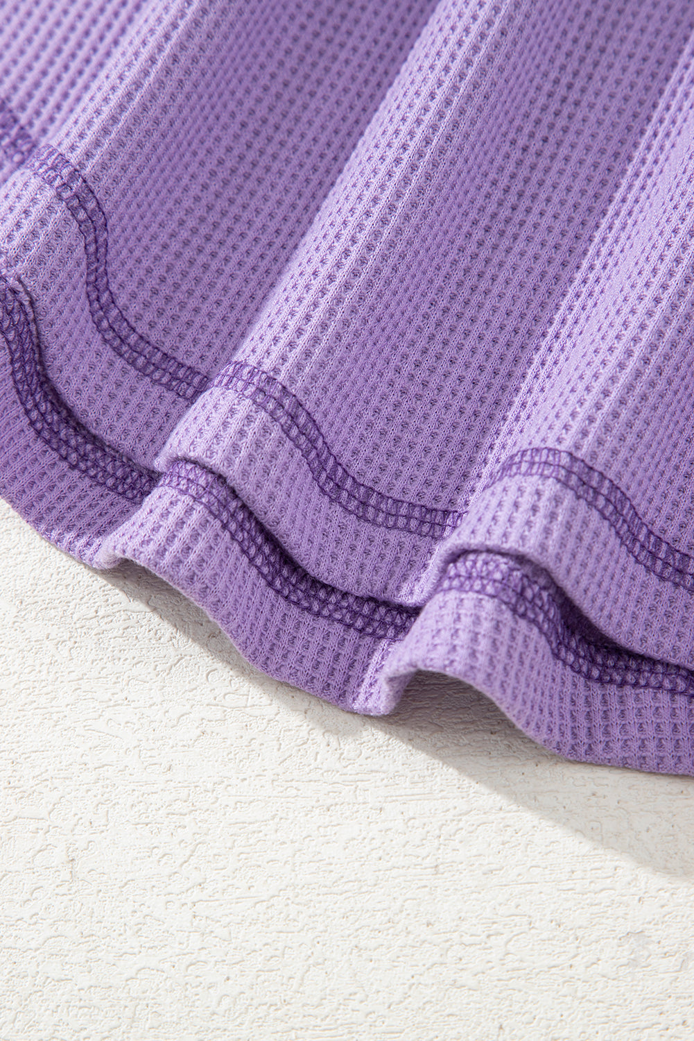 Purple Exposed Seam Half Sleeve Knitted V Neck Textured Top-Tops/Tops & Tees-[Adult]-[Female]-2022 Online Blue Zone Planet