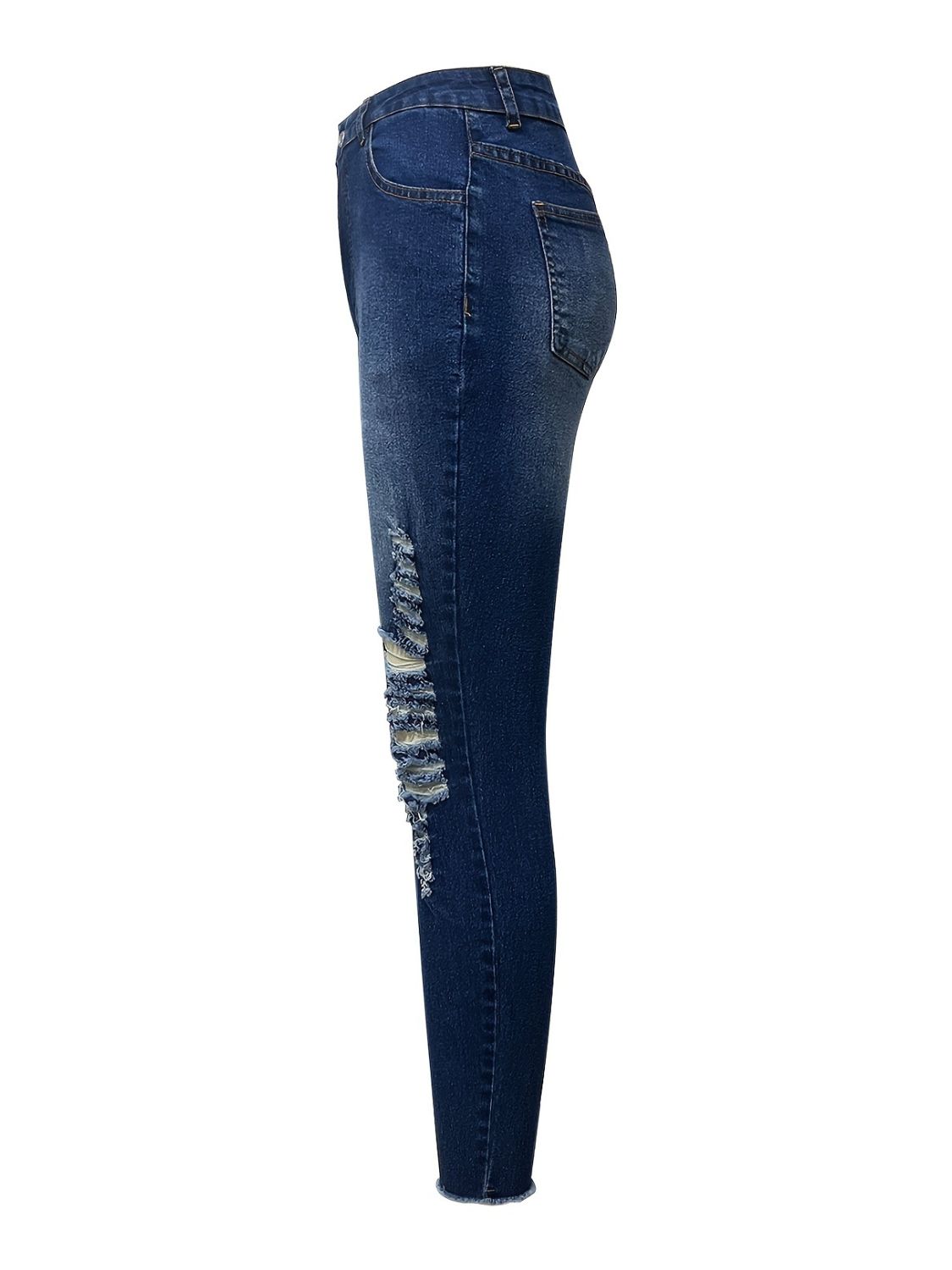 Blue Zone Planet | Distressed Skinny Jeans with Pockets-BOTTOMS SIZES SMALL MEDIUM LARGE-[Adult]-[Female]-2022 Online Blue Zone Planet