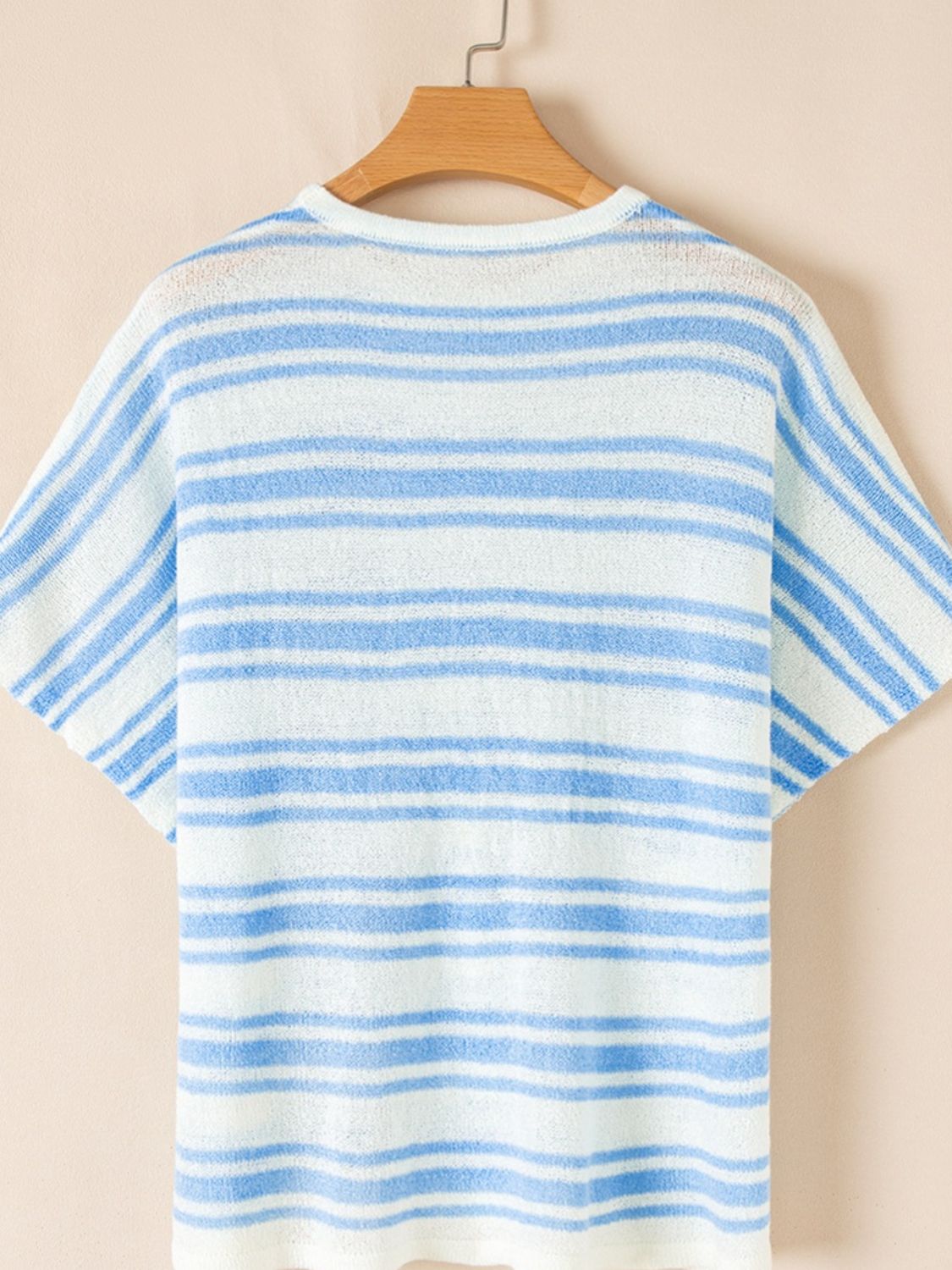 Stripe Round Neck Half Sleeve Knit Top-TOPS / DRESSES-[Adult]-[Female]-2022 Online Blue Zone Planet