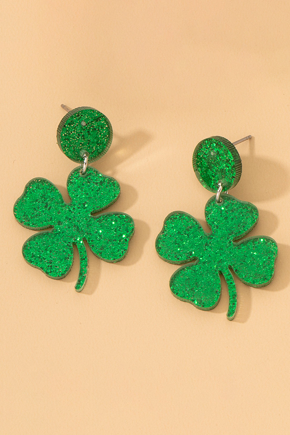 Blackish Green St Patricks Clover Shape Stud Earrings-Earrings-[Adult]-[Female]-Blackish Green-ONE SIZE-2022 Online Blue Zone Planet