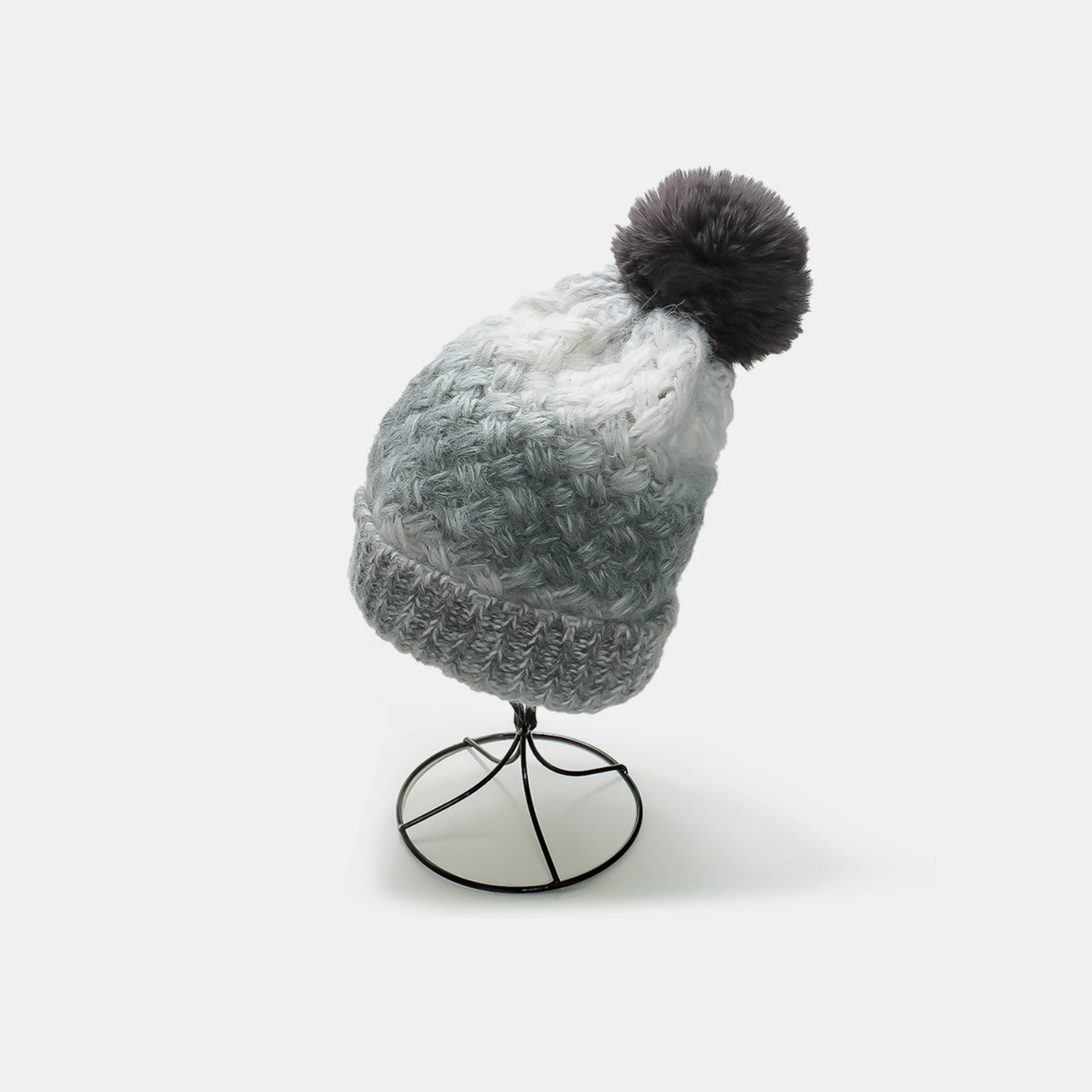 Gradient Knit Hat with Pompom-TOPS / DRESSES-[Adult]-[Female]-Gray-One Size-2022 Online Blue Zone Planet