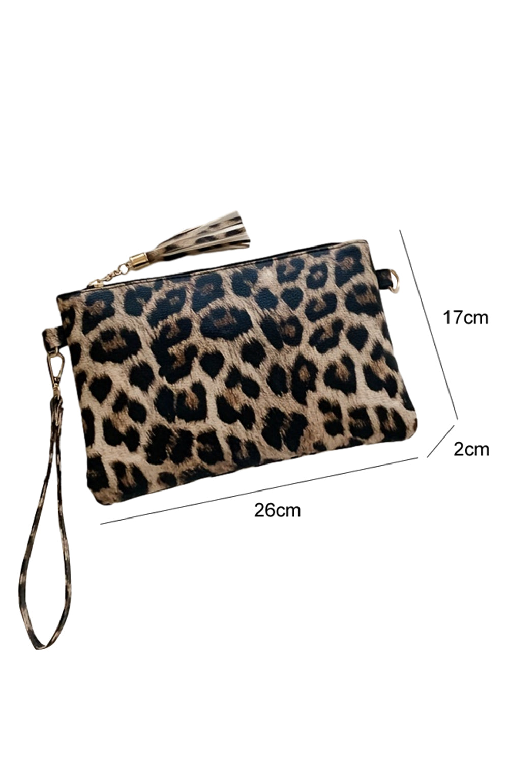 Chestnut Leopard Print Wrist Strap Zipped Wallet-Clutches & Evening Bags-[Adult]-[Female]-Chestnut-ONE SIZE-2022 Online Blue Zone Planet