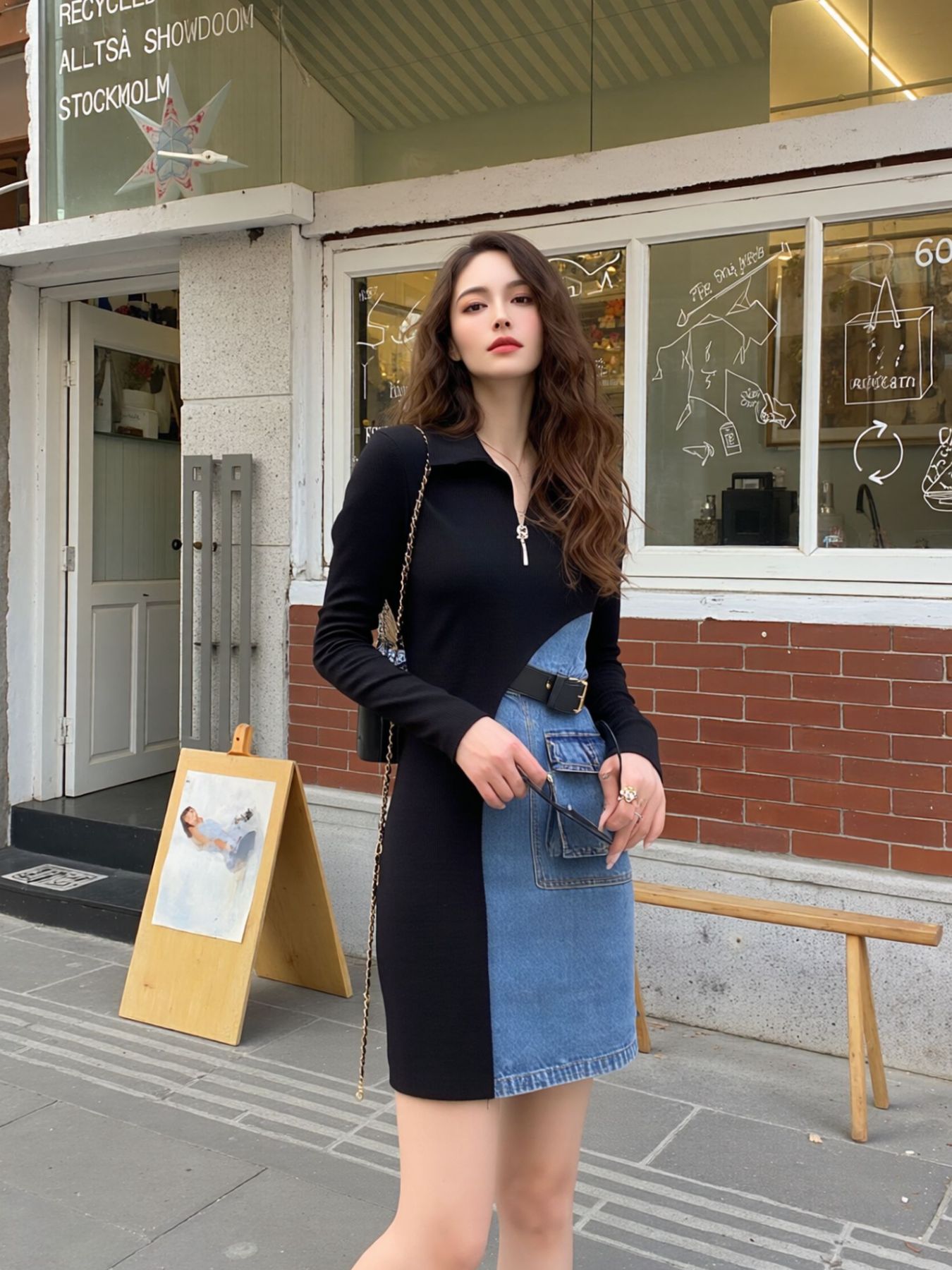 Full Size Color Block Denim Patchwork Mini Dress Plus Size – Blue Zone  Planet