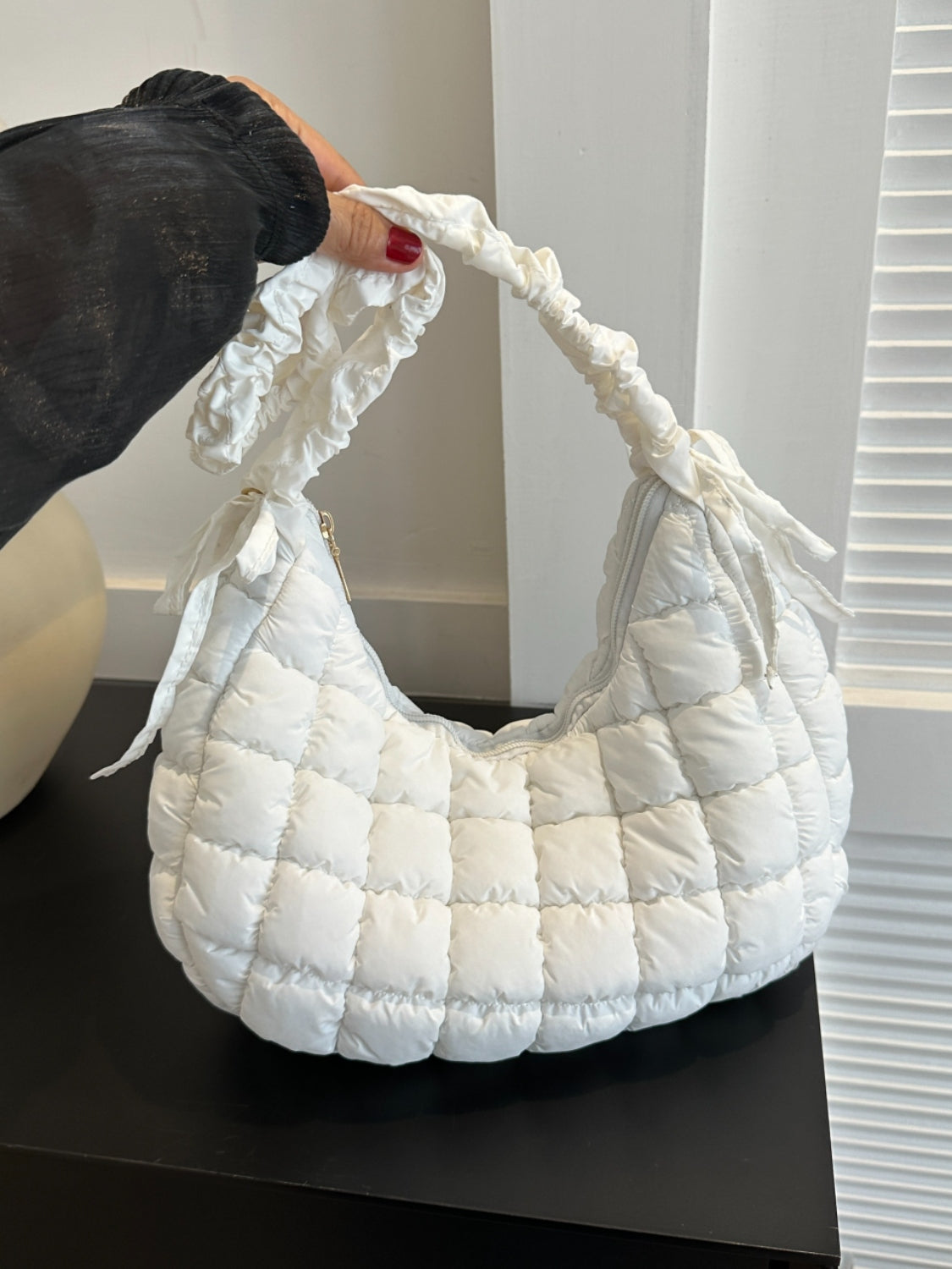 Bubble Texture Ruched Strap Quilted Shoulder Bag-HANDBAGS-[Adult]-[Female]-2022 Online Blue Zone Planet