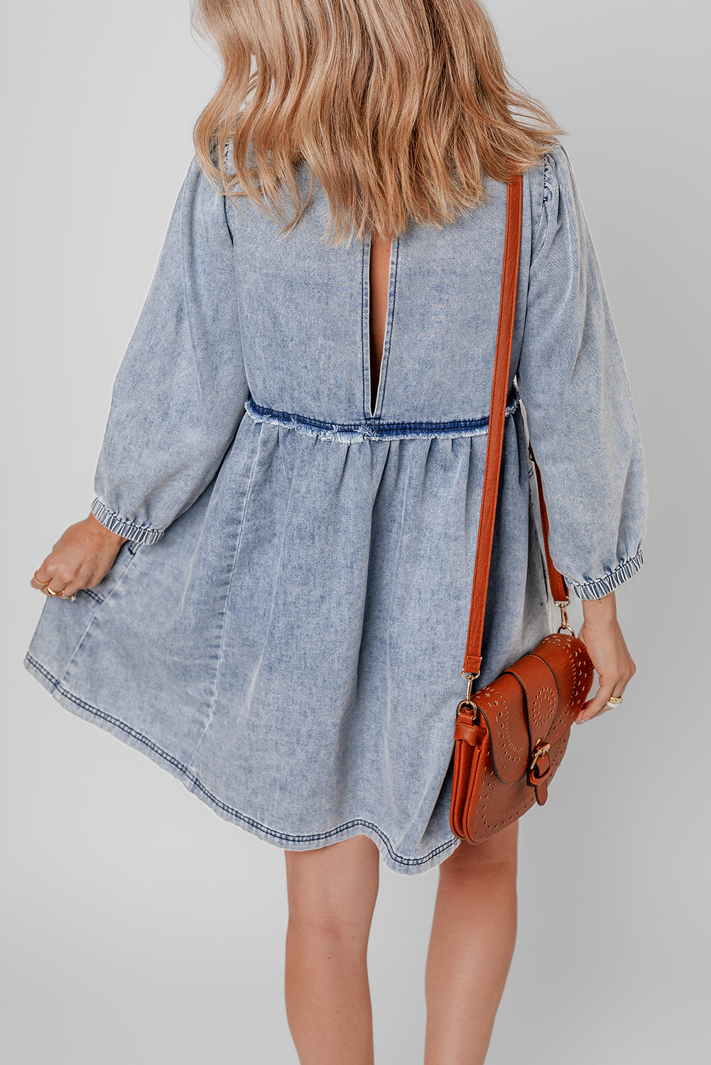 Blue Zone Planet | Beau Blue Light Wash High Waist Loose Fit Denim Mini Dress-TOPS / DRESSES-[Adult]-[Female]-2022 Online Blue Zone Planet