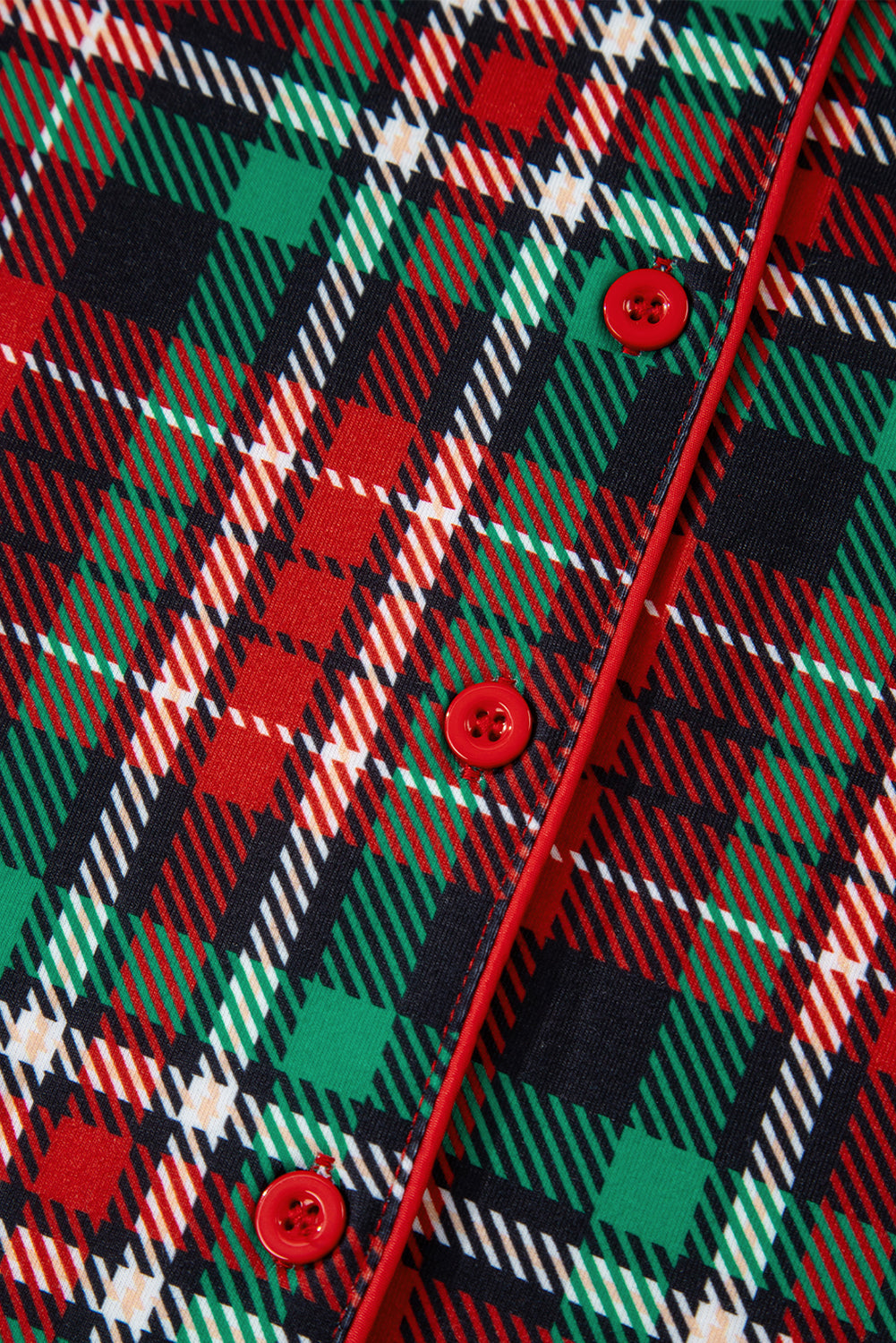 Racing Red Retro Plaid Leopard Print Patchwork Long Sleeve Shorts Pajama Set-Loungewear & Sleepwear/Sleepwear-[Adult]-[Female]-2022 Online Blue Zone Planet