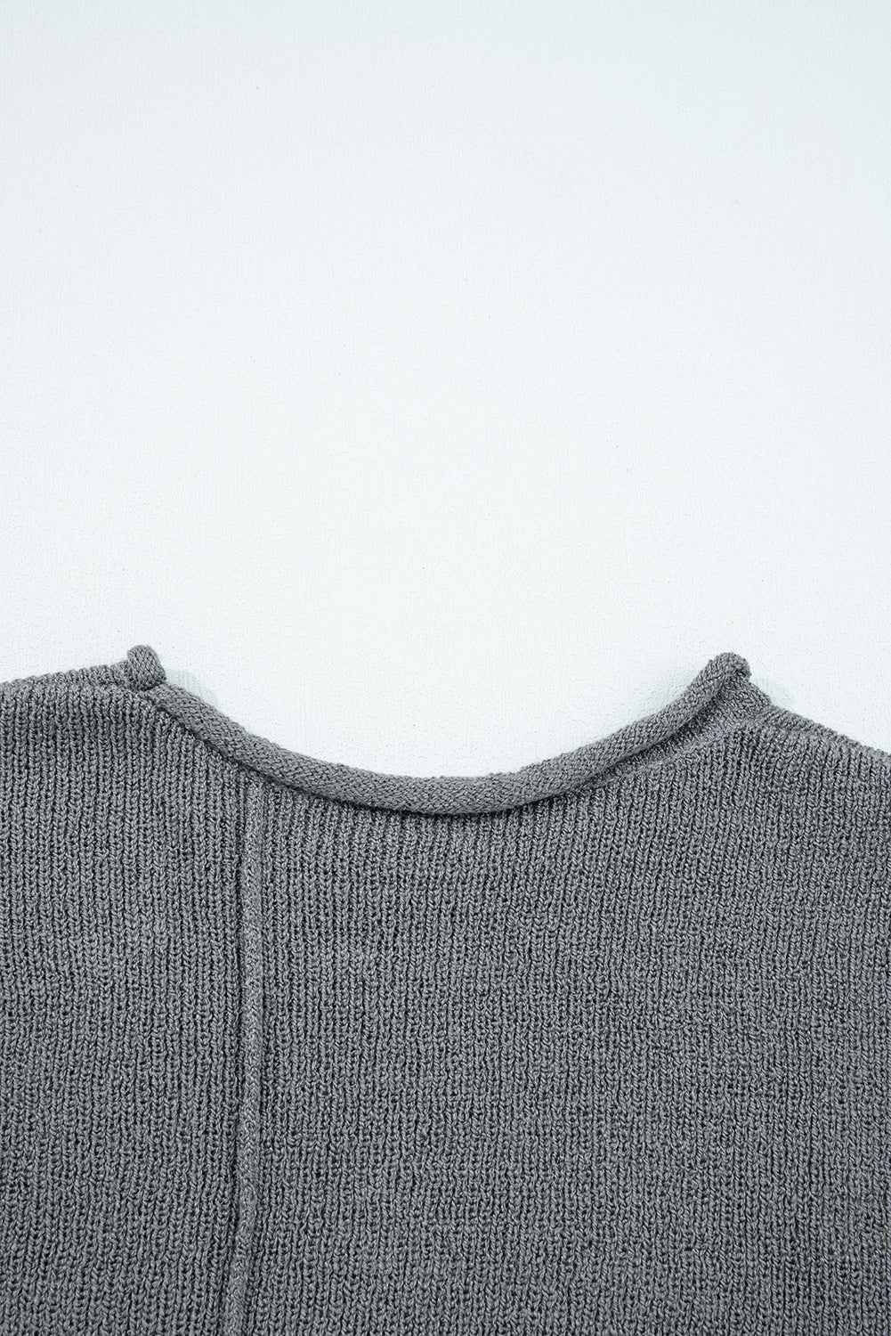 Medium Grey Raw Edge Uneven Hem Patchwork Drop Shoulder Sweater-TOPS / DRESSES-[Adult]-[Female]-2022 Online Blue Zone Planet