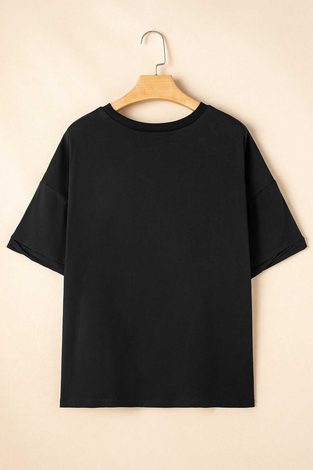 Black Loose Half Sleeve Hi Low Hem T Shirt-Tops/Tops & Tees-[Adult]-[Female]-2022 Online Blue Zone Planet