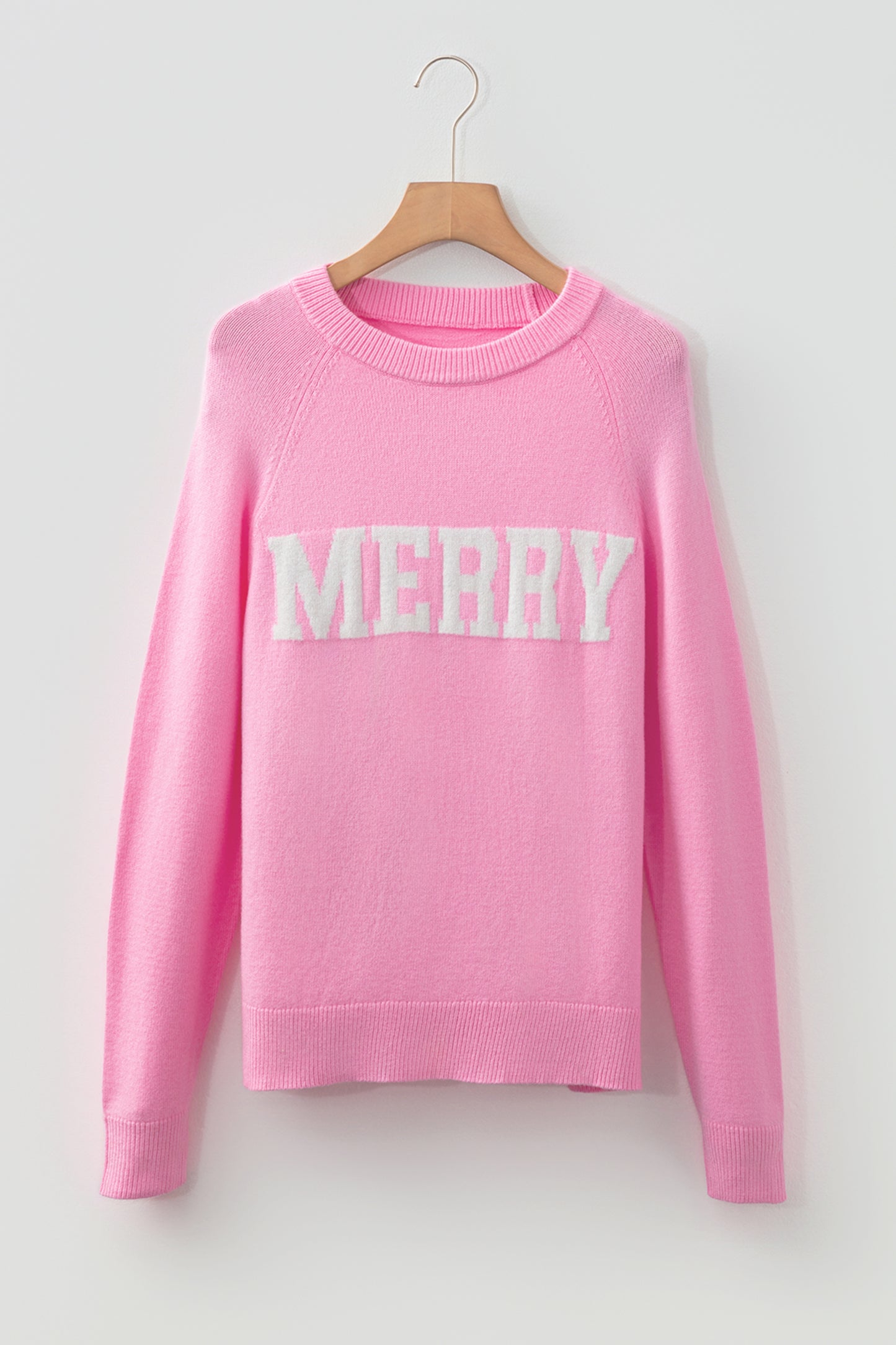 Blackish Green Merry Letter Pattern Christmas Raglan Sleeve Sweater-TOPS / DRESSES-[Adult]-[Female]-2022 Online Blue Zone Planet