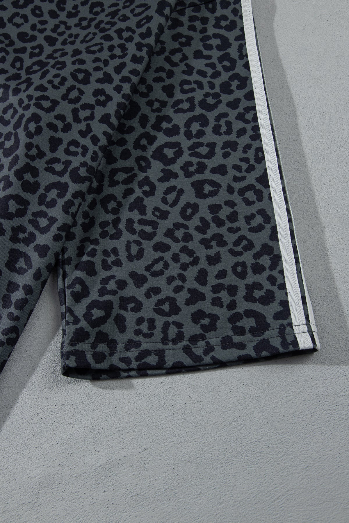 Gray Leopard Print Bracelet Sleeve Top Plus Size Loose Pants Set-Bracelet-[Adult]-[Female]-2022 Online Blue Zone Planet
