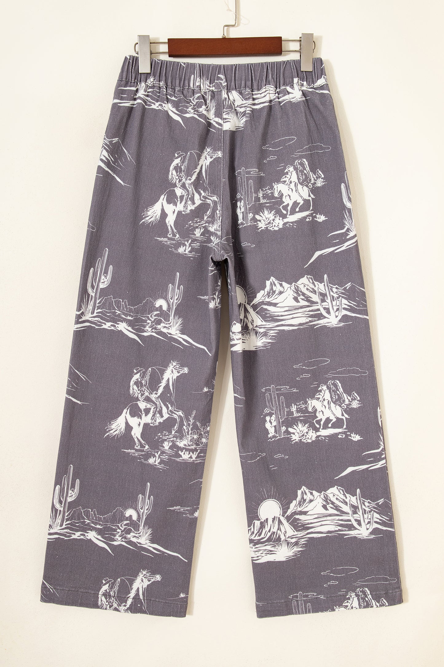 Gray Wild West Riding Vintage Printed Shift Jeans-Bottoms/Jeans-[Adult]-[Female]-2022 Online Blue Zone Planet