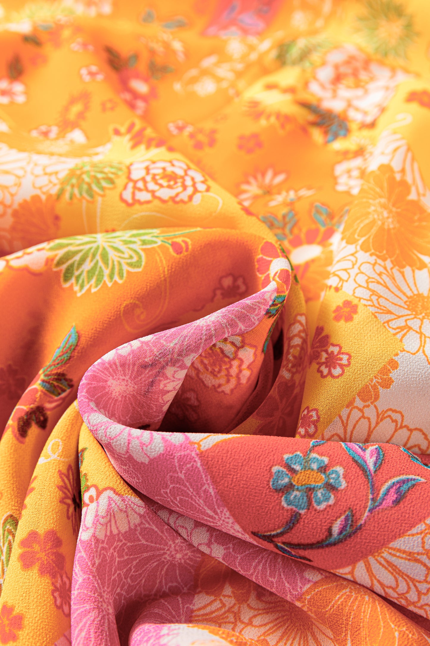 Orange Floral Patchwork Print Cut out Tied Back Bracelet Sleeve Maxi Dress-Bracelet-[Adult]-[Female]-2022 Online Blue Zone Planet