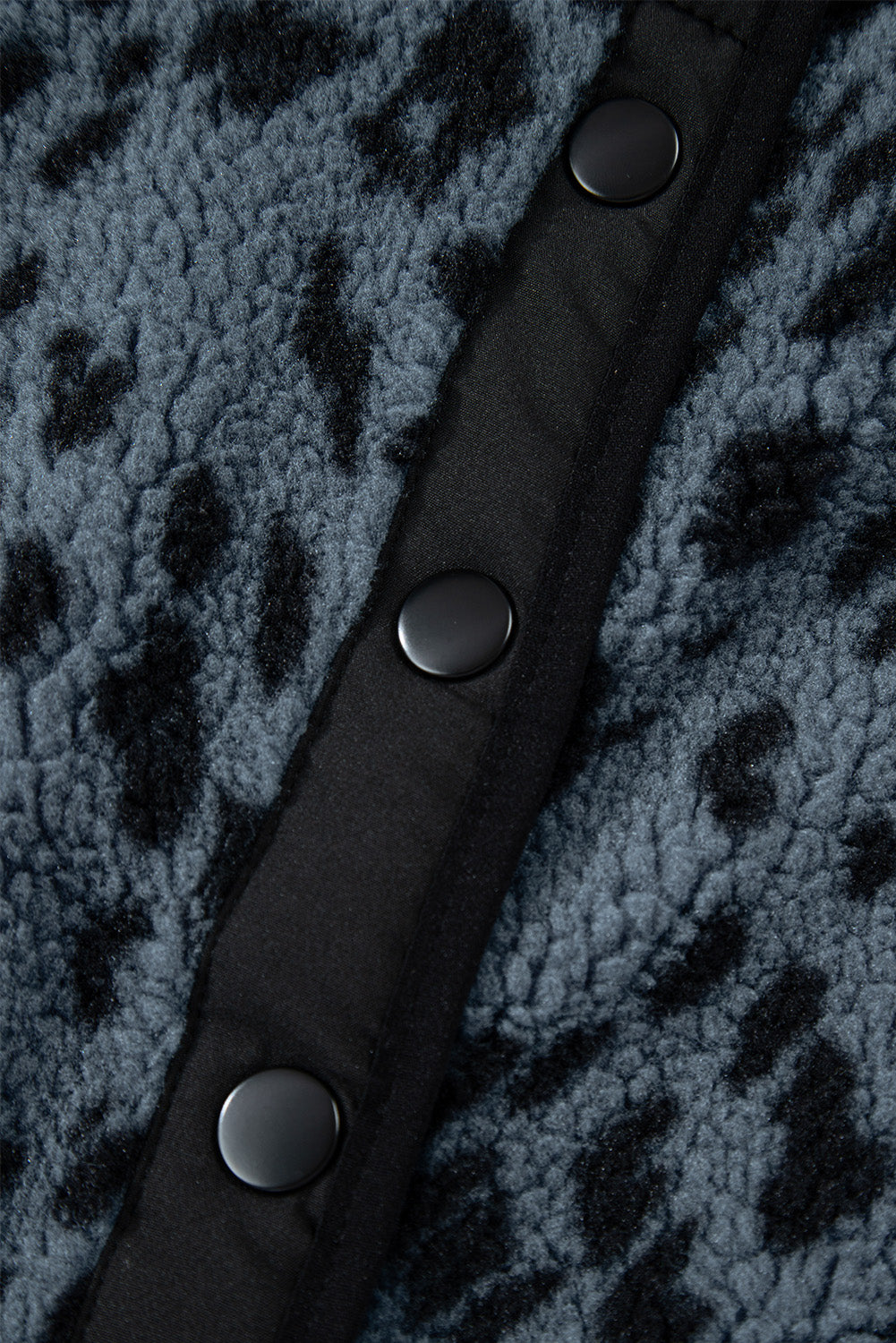 Blue Cow Print Buttoned Stand Collar Fleece Jacket-Outerwear/Jackets-[Adult]-[Female]-2022 Online Blue Zone Planet