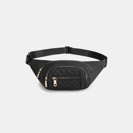 Zenana Quilted Multi Pocket Waist Belt Bag-BELTS-[Adult]-[Female]-Black-One Size-2022 Online Blue Zone Planet