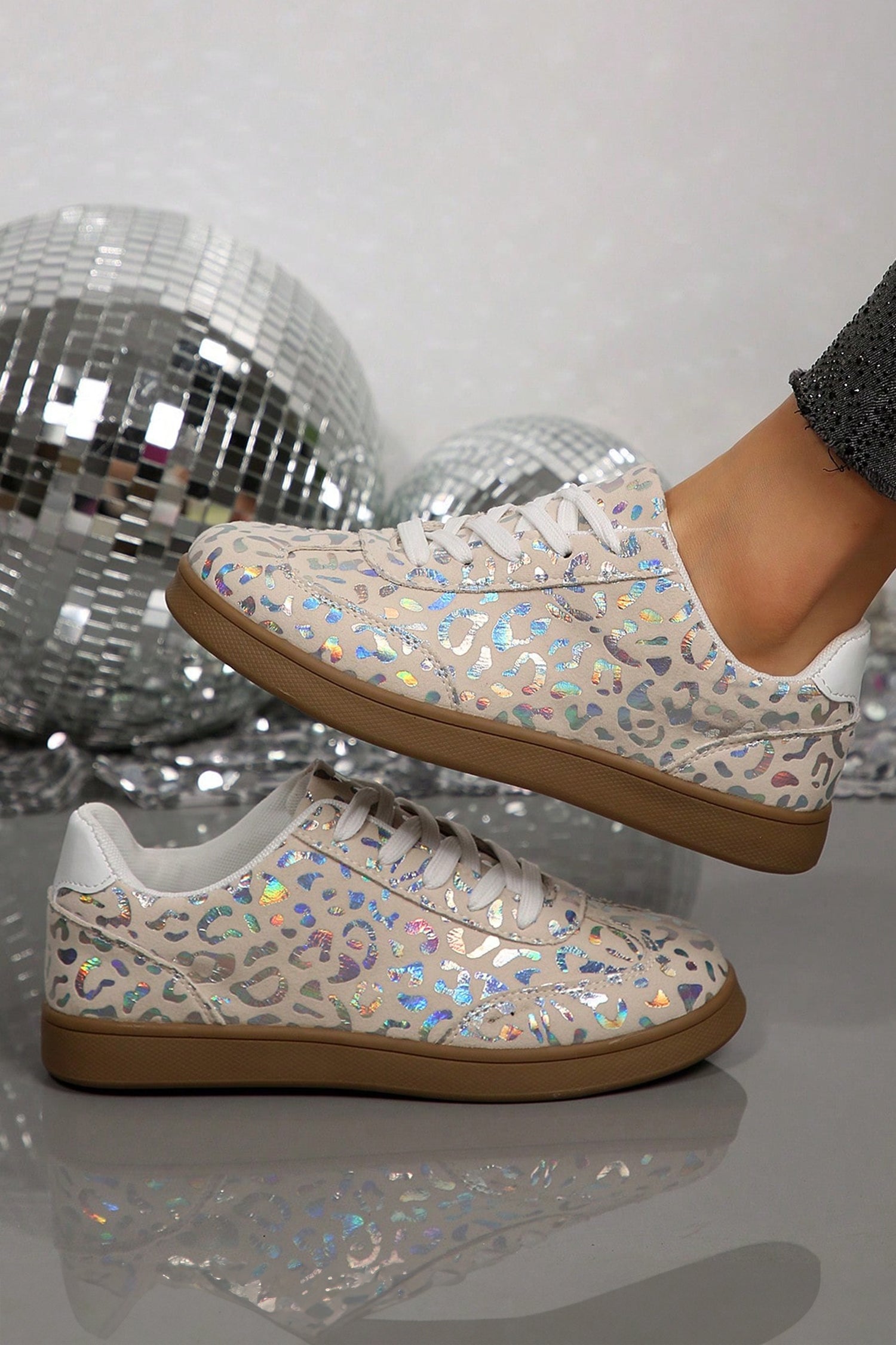 White Shiny Leopard Print Training Shoes-Shoes & Bags/Womens Shoes-[Adult]-[Female]-2022 Online Blue Zone Planet