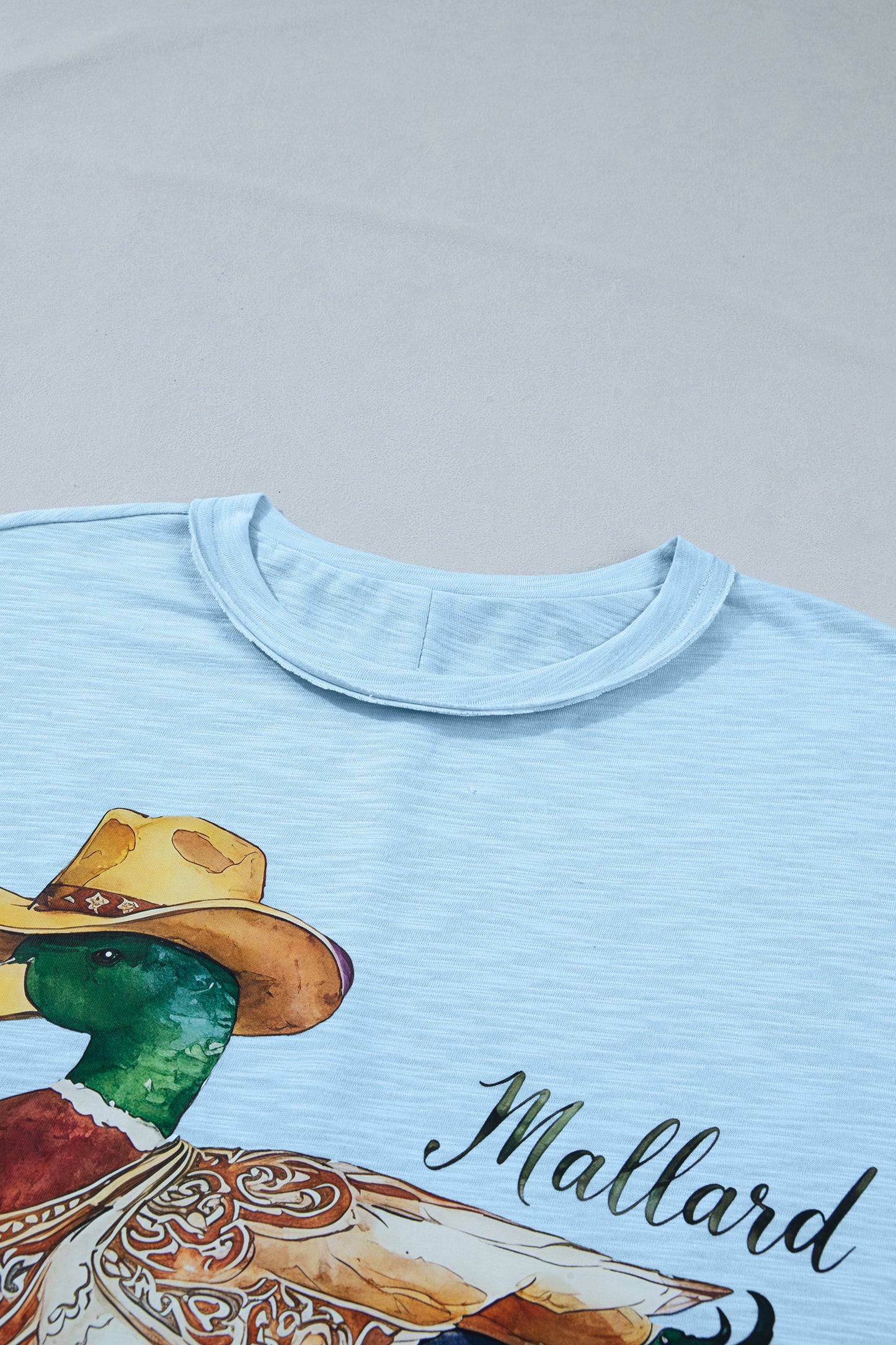 Mist Blue Western Mallard Oversized Tee-Tops/Tops & Tees-[Adult]-[Female]-2022 Online Blue Zone Planet