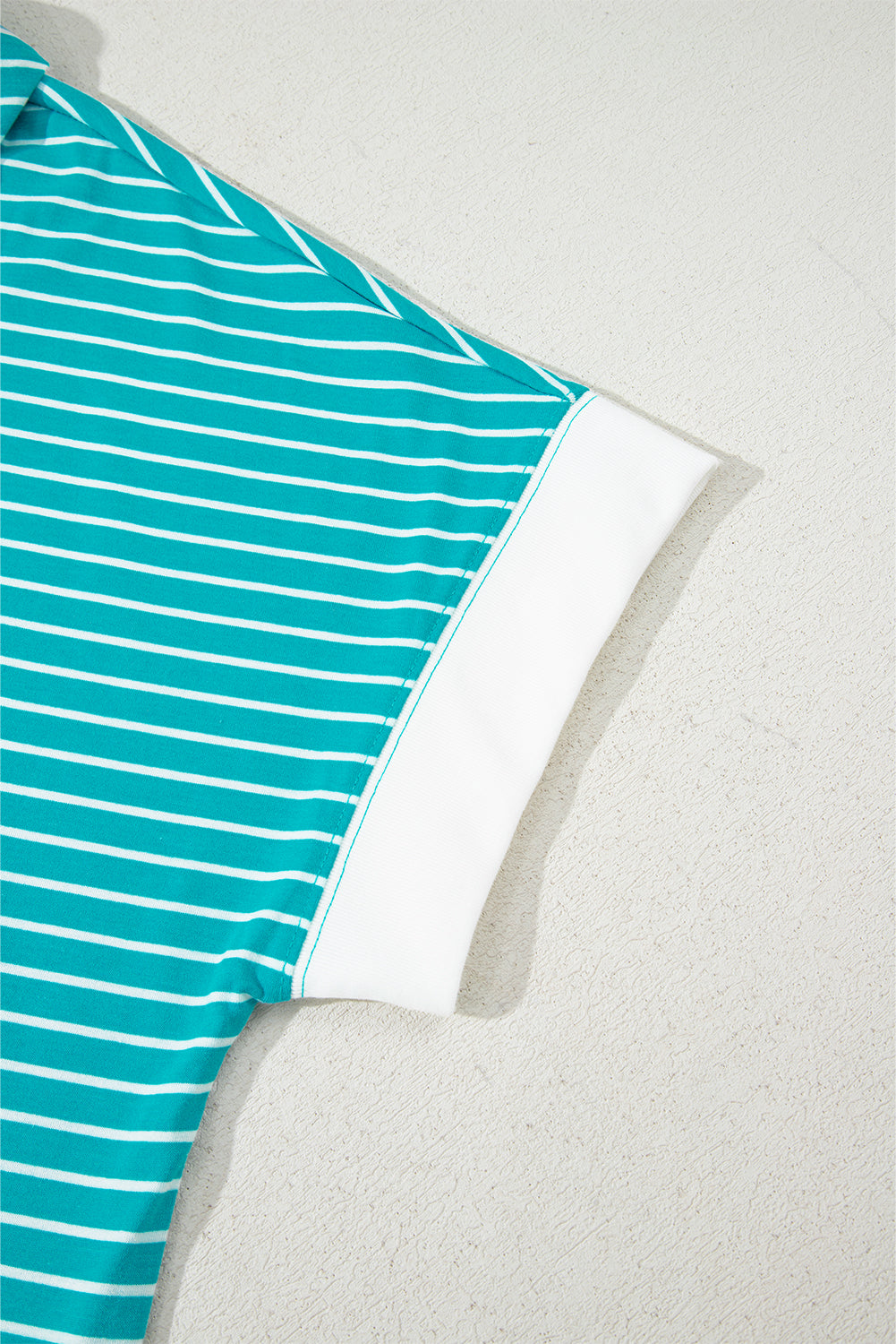 Sky Blue Stripe V Neck Tee and Casual Short Set-Two Piece Sets/Short Sets-[Adult]-[Female]-2022 Online Blue Zone Planet