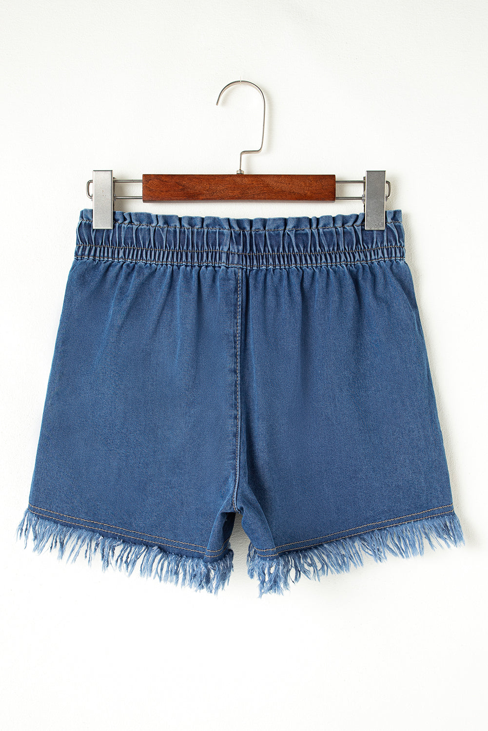 Blue Zone Planet | Ashleigh Blue Raw Hem Drawstring High Waist Denim Shorts with Pockets-Bottoms/Denim Shorts-[Adult]-[Female]-2022 Online Blue Zone Planet