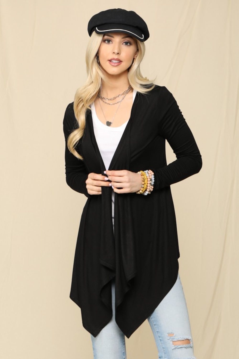 Celeste Full Size Open Front Knit Cardigan-TOPS / DRESSES-[Adult]-[Female]-2022 Online Blue Zone Planet