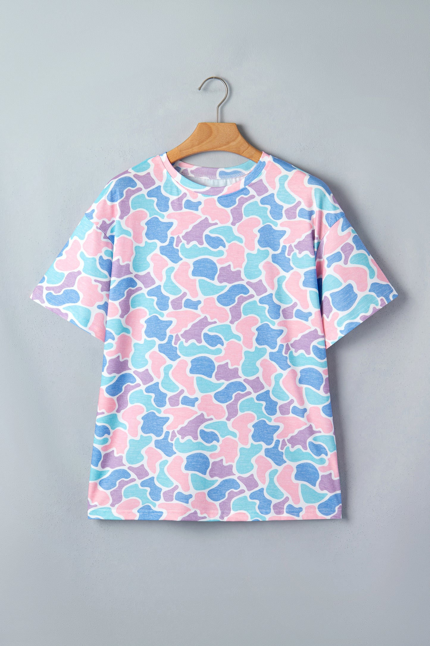 Multicolour Camouflage Print Preppy Fashion Tunic Tee-Tops/Tops & Tees-[Adult]-[Female]-2022 Online Blue Zone Planet