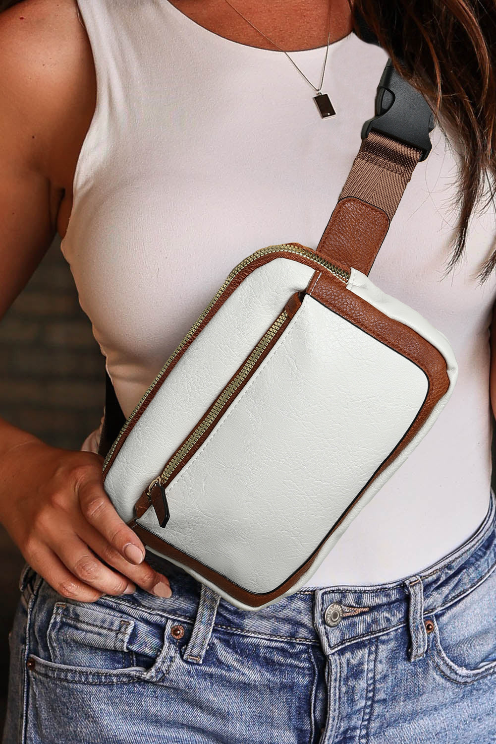 White Adjustable Strap Mini PU Leather Crossbody Bag-Shoes & Bags/Crossbody Bags-[Adult]-[Female]-White-ONE SIZE-2022 Online Blue Zone Planet