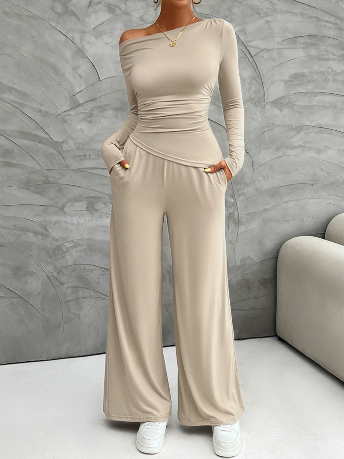 Long Sleeve Top and Wide Leg Pants Set-TOPS / DRESSES-[Adult]-[Female]-2022 Online Blue Zone Planet