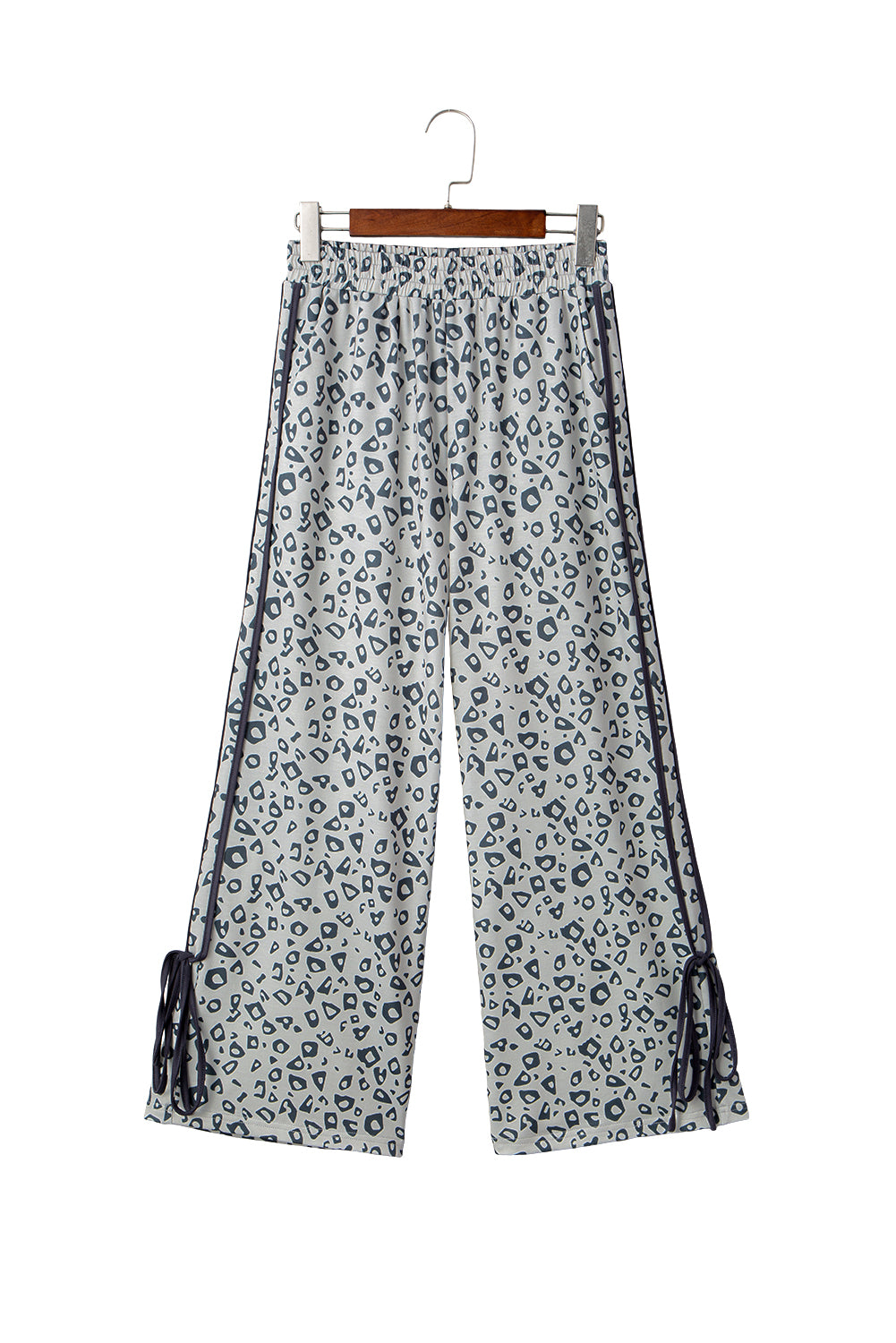Khaki Leopard High Waist Side Bow Straight Leg-Bottoms/Pants & Culotte-[Adult]-[Female]-2022 Online Blue Zone Planet