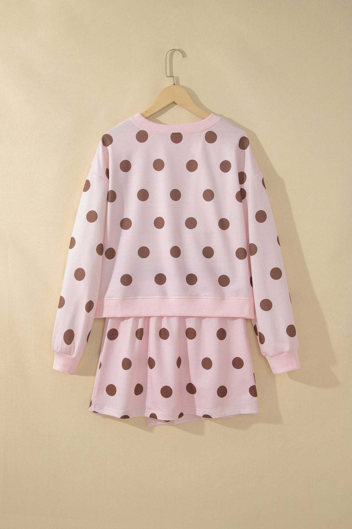 Pink Polka Dot Two Piece Set Long Sleeve Casual Skirt Set-Two Piece Sets/Two Piece Dresses-[Adult]-[Female]-2022 Online Blue Zone Planet