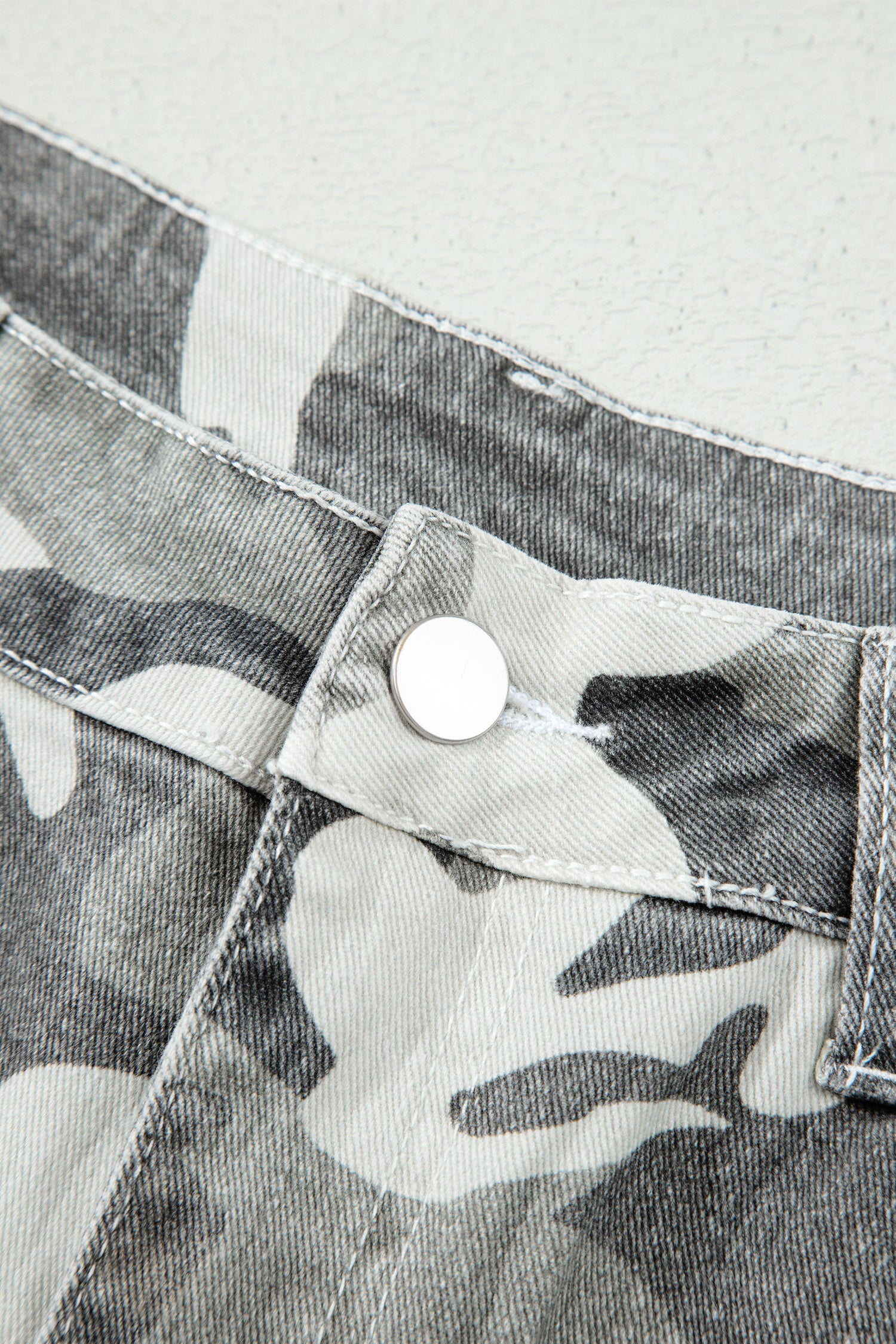 Green Camo Pattern Cotton Denim Shift Jeans-Bottoms/Jeans-[Adult]-[Female]-2022 Online Blue Zone Planet