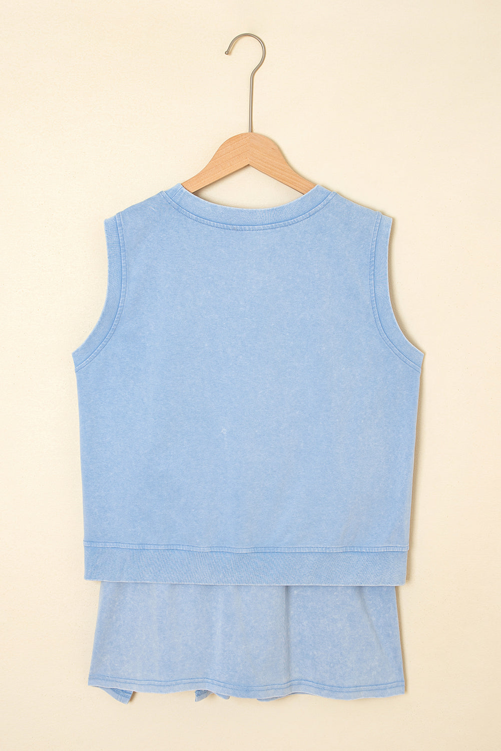 Myosotis 2 Pieces Mineral Wash Cotton Tank Top Lined Split Skirt Set-Two Piece Sets/Two Piece Dresses-[Adult]-[Female]-2022 Online Blue Zone Planet