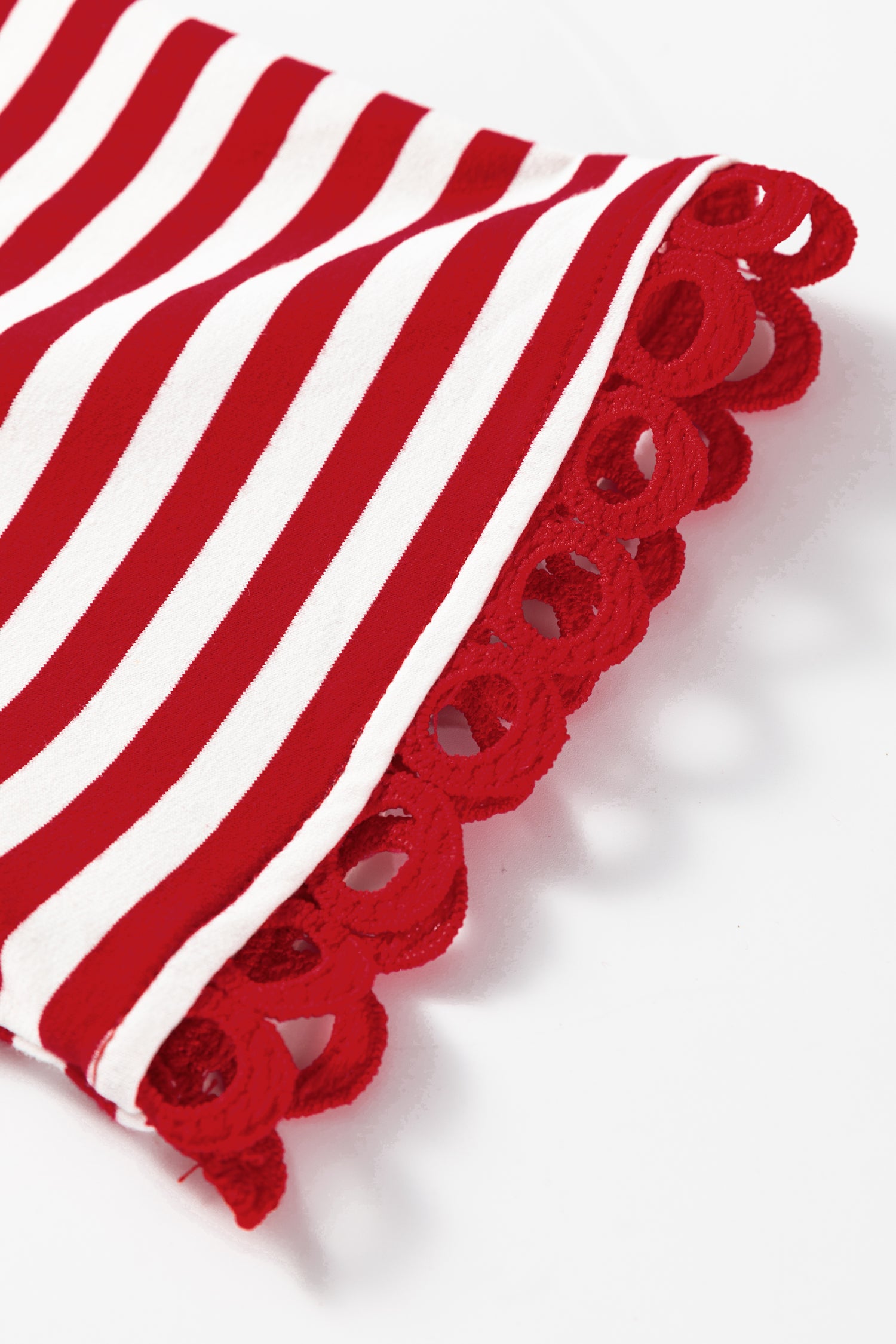 Sachet Pink Striped Print Drop Shoulder Lace Trim Bracelet Sleeve Loose Top-Bracelet-[Adult]-[Female]-2022 Online Blue Zone Planet