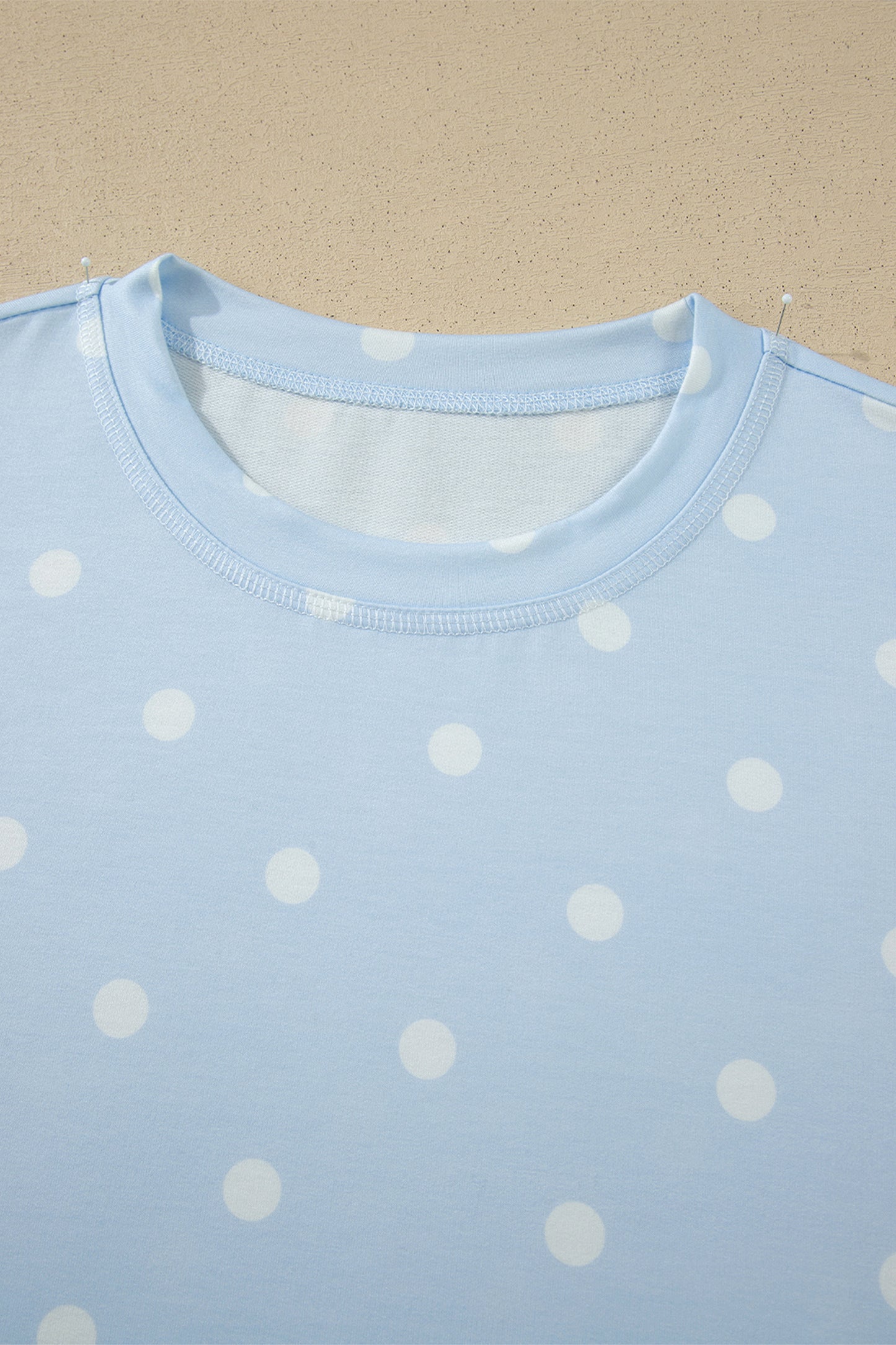 White Exposed Seam Detail Polka Dot Loose Tee Drawstring Shorts Set-Two Piece Sets/Short Sets-[Adult]-[Female]-2022 Online Blue Zone Planet