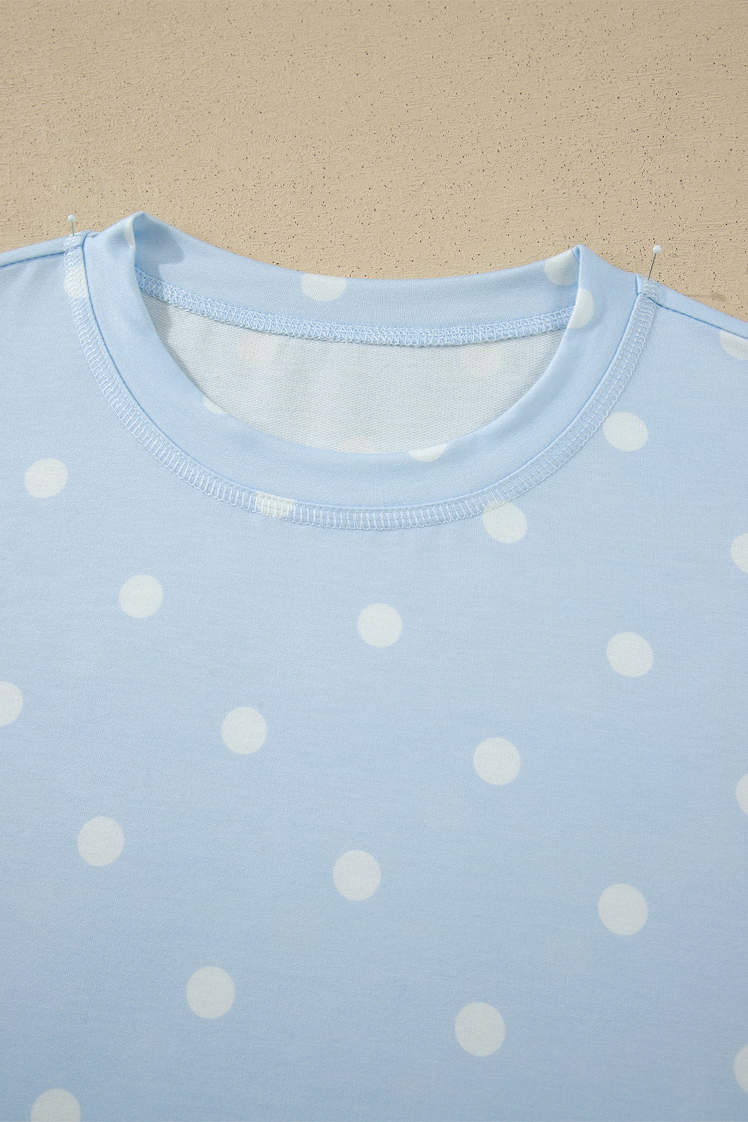 White Exposed Seam Detail Polka Dot Loose Tee Drawstring Shorts Set-Two Piece Sets/Short Sets-[Adult]-[Female]-2022 Online Blue Zone Planet