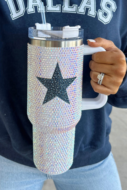 White 40oz Star Shape Full Rhinestone Stainless Portable Cup-Cups-[Adult]-[Female]-White-ONE SIZE-2022 Online Blue Zone Planet