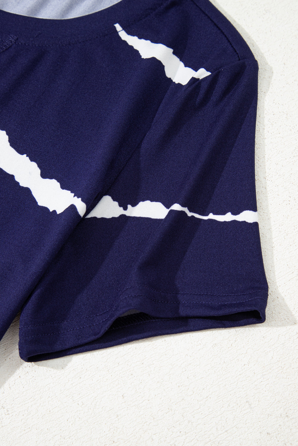 Blue Tie-Dye Stripe Casual T-Shirt-Tops / Dresses-[Adult]-[Female]-2022 Online Blue Zone Planet