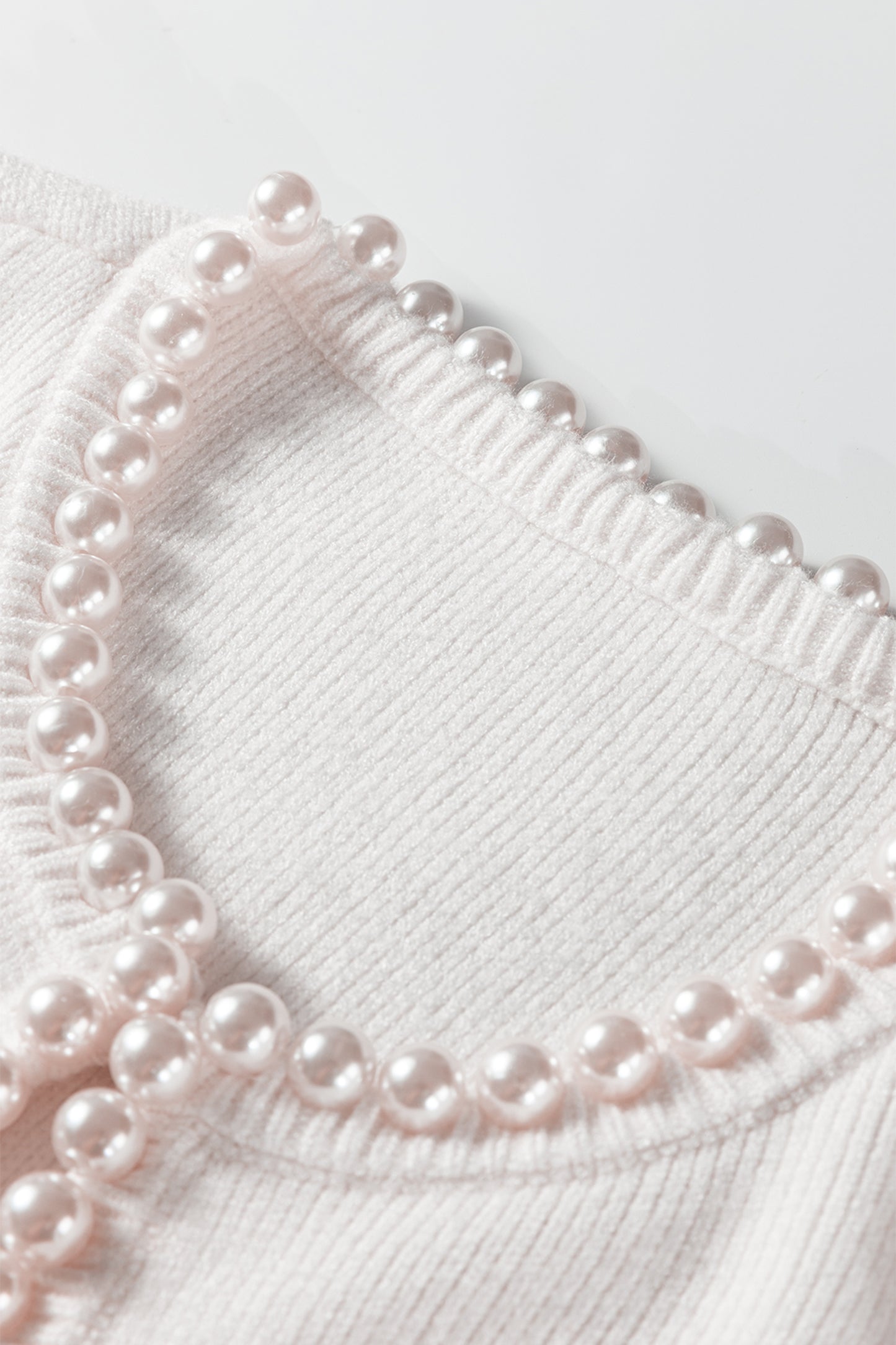 White Pearl Embellished Open Front Elegant Cardigan-Sweaters & Cardigans/Cardigans-[Adult]-[Female]-2022 Online Blue Zone Planet