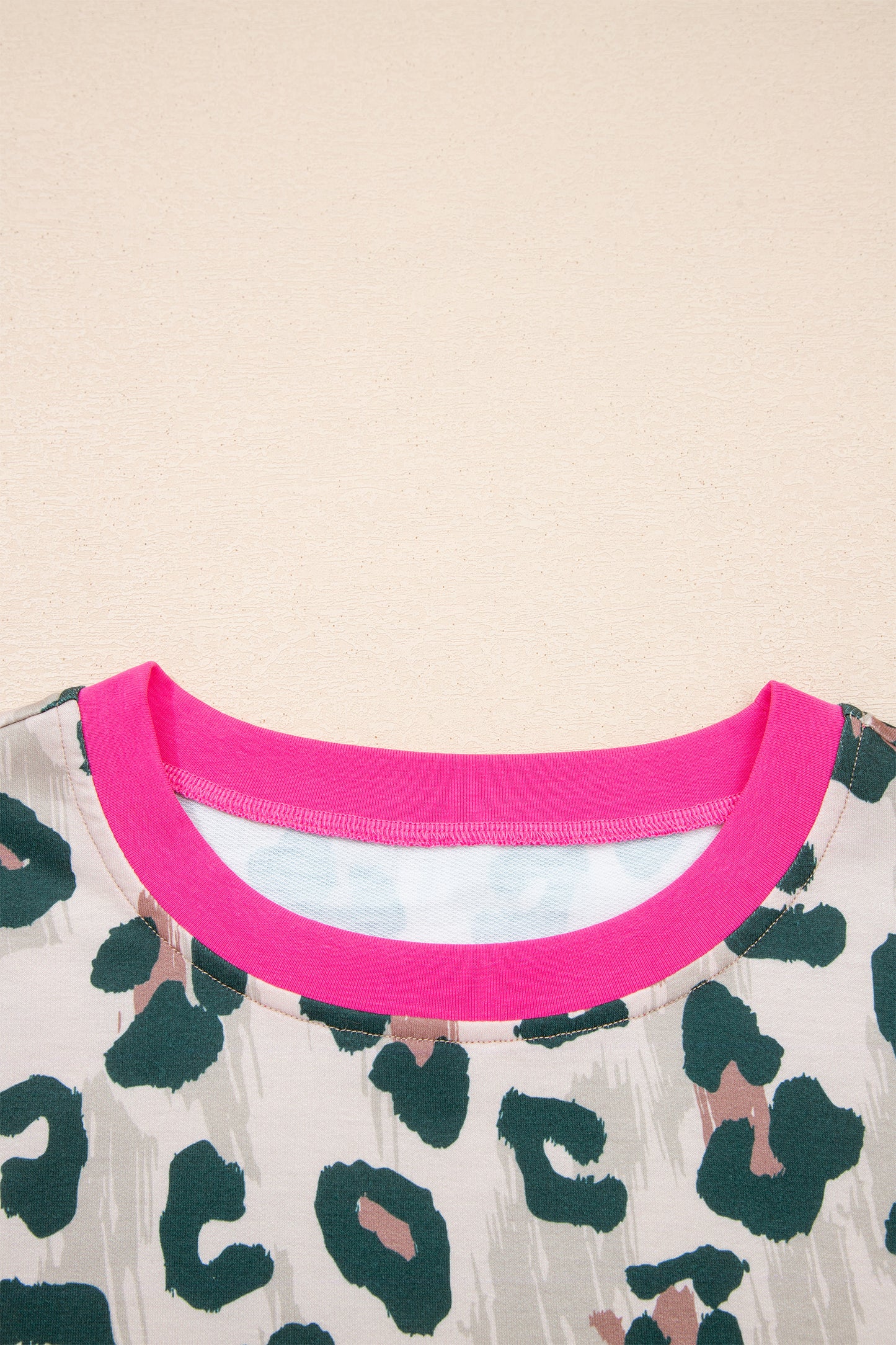 Brown Unique Leopard Print Contrast Trim Top Loose 2pcs Short Set-Two Piece Sets/Short Sets-[Adult]-[Female]-2022 Online Blue Zone Planet