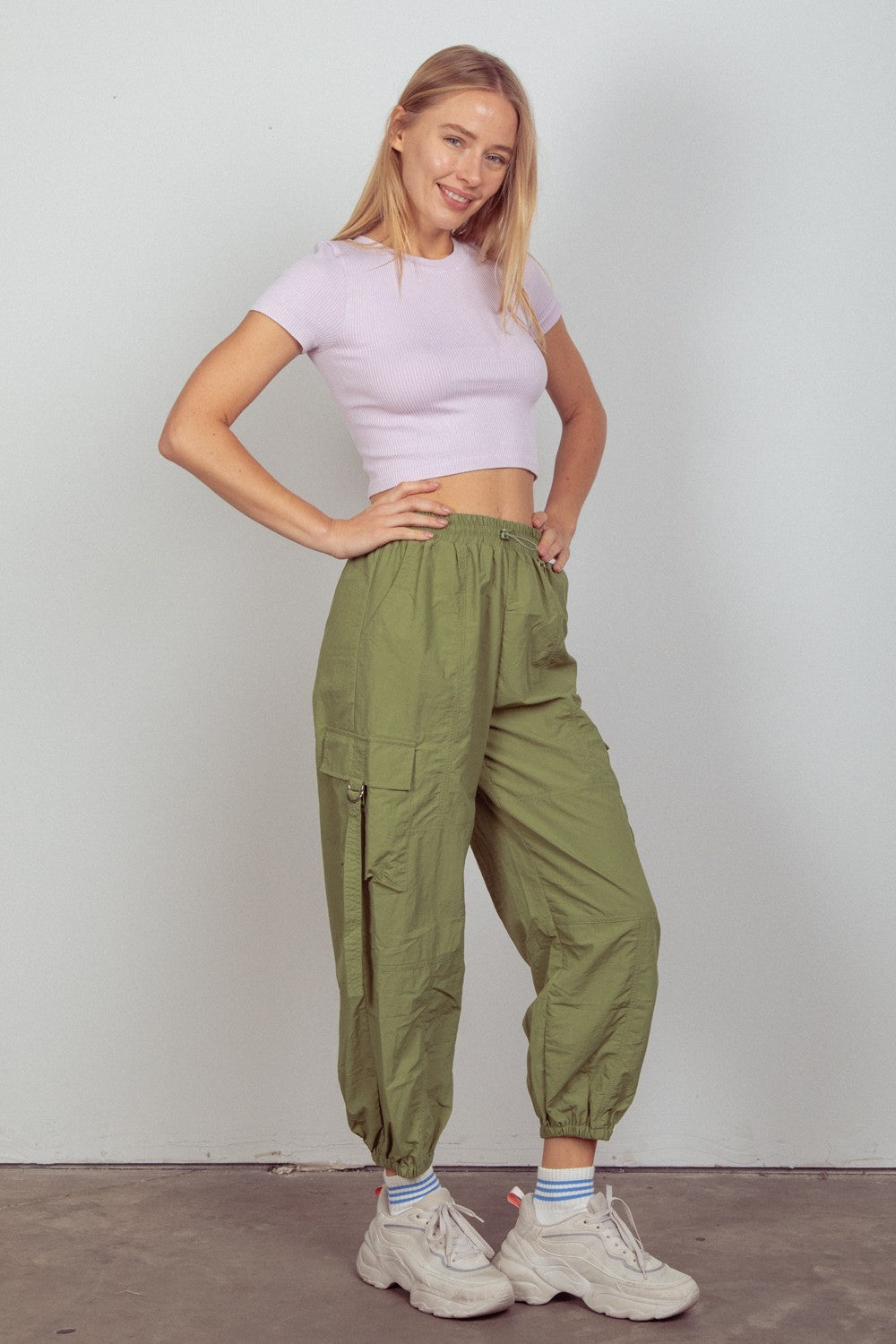 Blue Zone Planet | VERY J Elastic Waist Woven Cargo Pants-TOPS / DRESSES-[Adult]-[Female]-2022 Online Blue Zone Planet