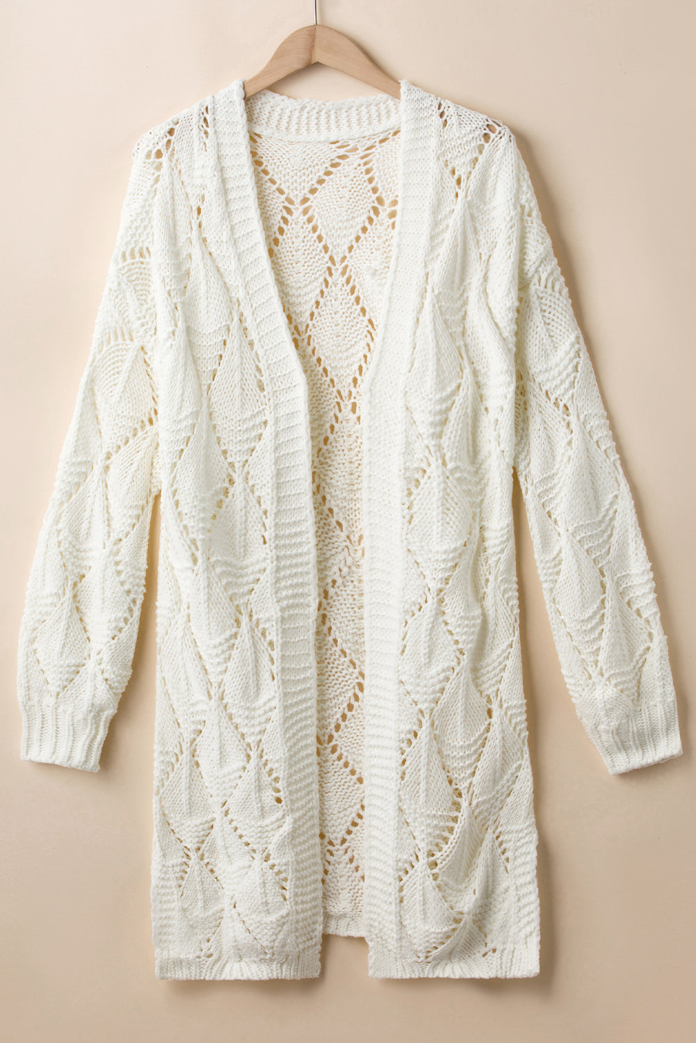 Openwork Open Front Long Sleeve Cardigan-TOPS / DRESSES-[Adult]-[Female]-2022 Online Blue Zone Planet