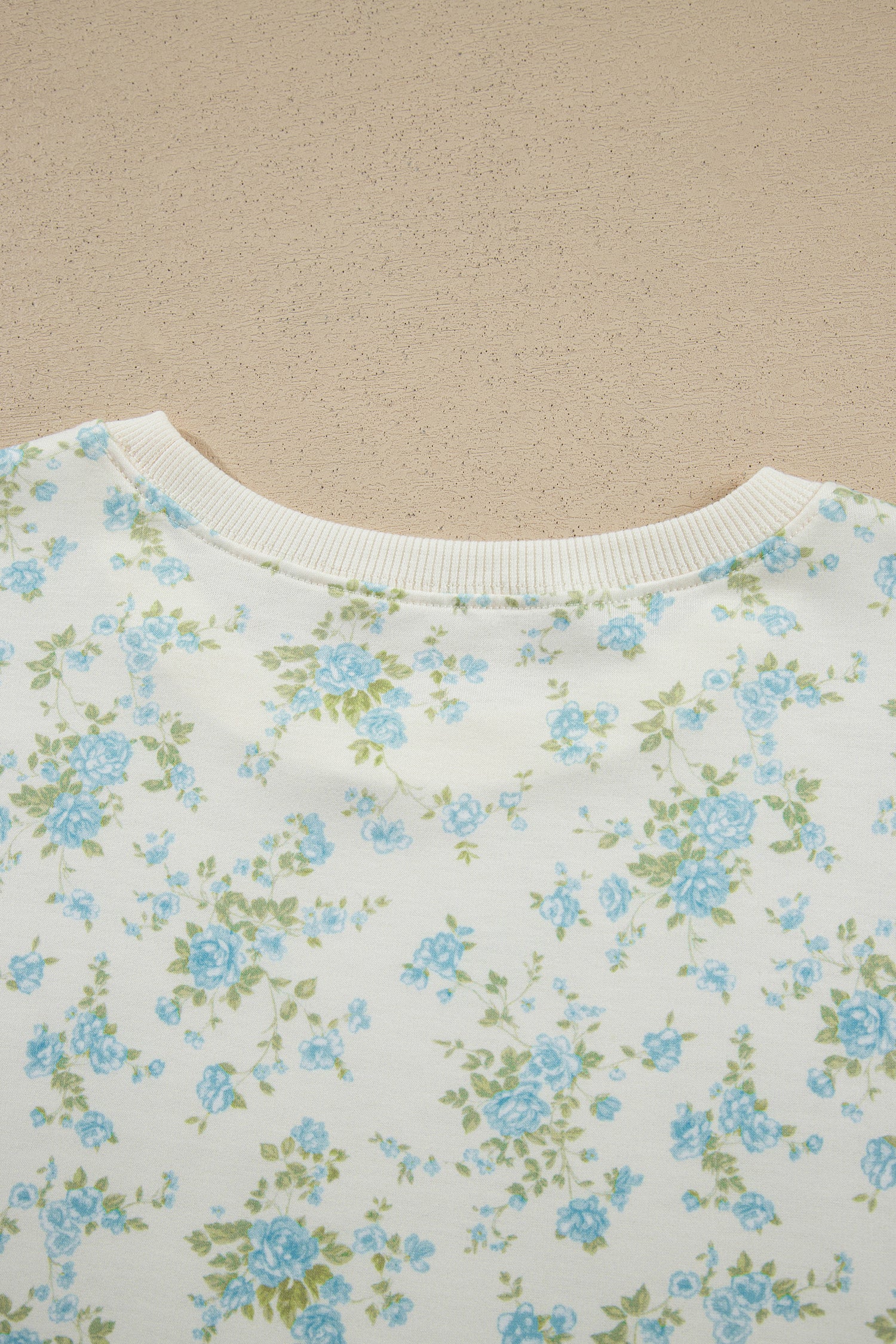 Sky Blue Floral Print Short Sleeve Elastic Waist Pocket Two Piece Set-Two Piece Sets/Short Sets-[Adult]-[Female]-2022 Online Blue Zone Planet