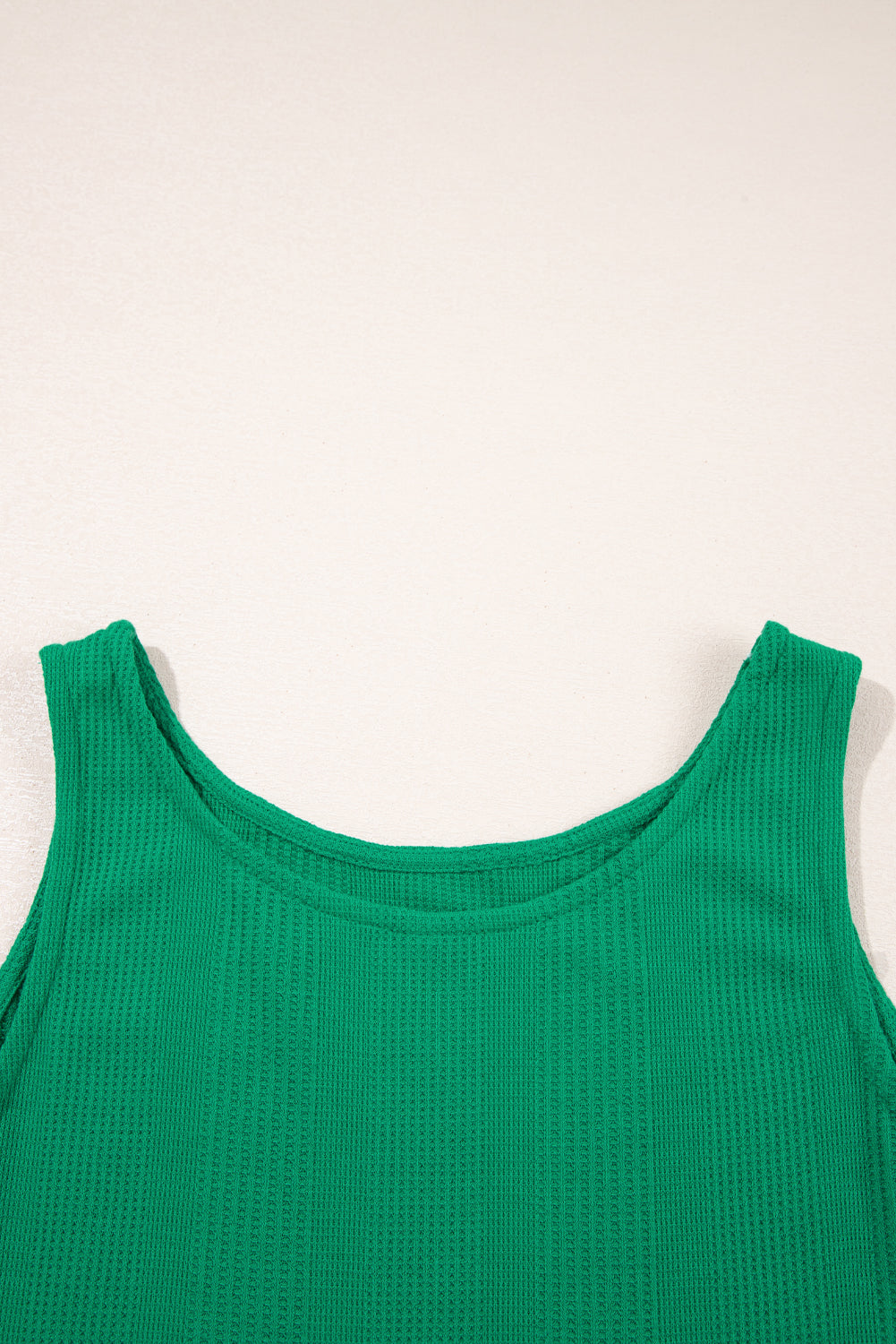 Green Solid Color Ribbed Ruffle Tank Top and Pants Set-Two Piece Sets/Pant Sets-[Adult]-[Female]-2022 Online Blue Zone Planet