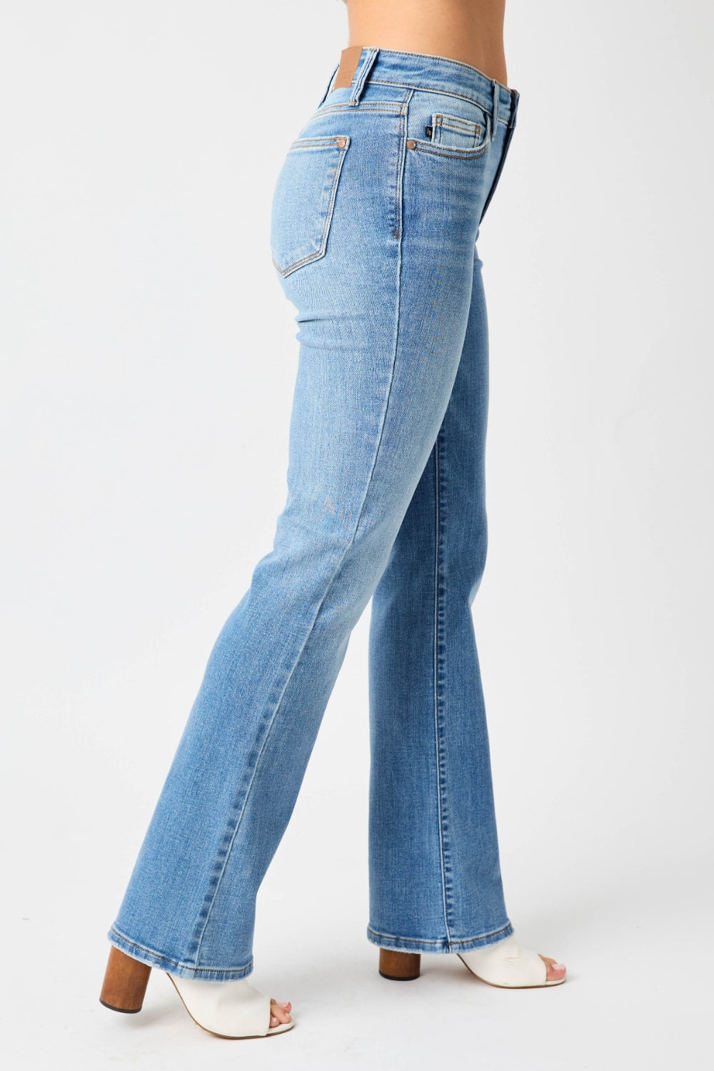 Judy Blue Full Size Mid-Rise Waist Straight Jeans-BOTTOM SIZES SMALL MEDIUM LARGE-[Adult]-[Female]-2022 Online Blue Zone Planet