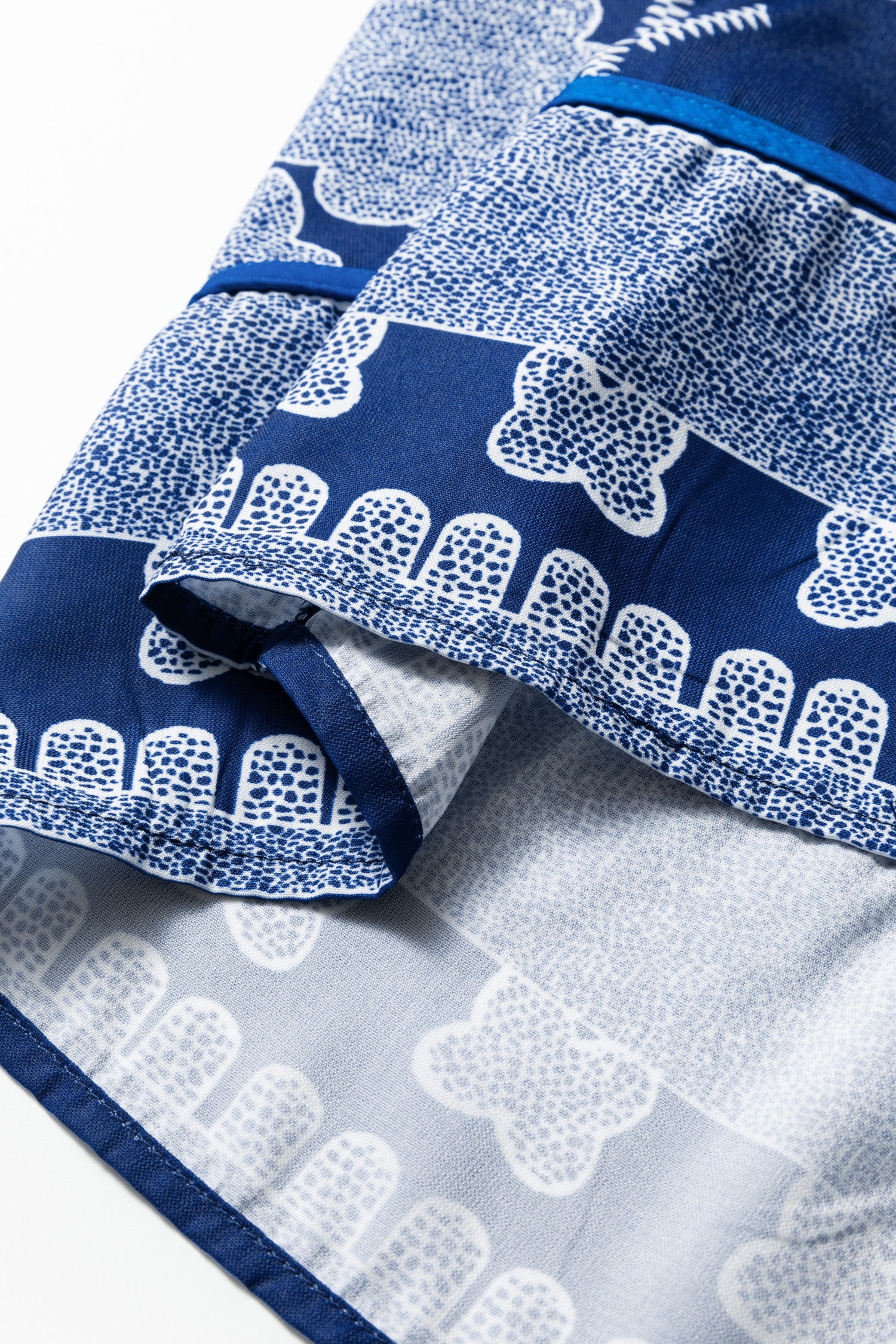 Blue Plus Size Floral Printed Notched Neck Long Sleeve Blouse-Plus Size/Plus Size Tops/Plus Size Blouses & Shirts-[Adult]-[Female]-2022 Online Blue Zone Planet