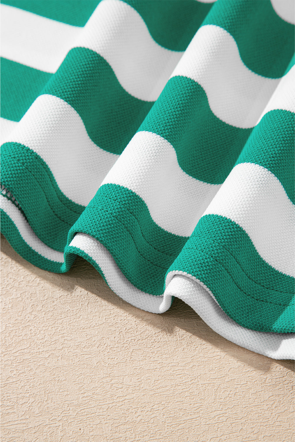 Green Stripe Flutter Sleeve Round Neck T Shirt-Tops/Tops & Tees-[Adult]-[Female]-2022 Online Blue Zone Planet