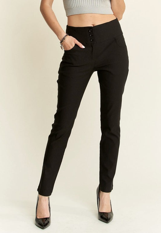 ADORA High Waist Skinny Pants-BOTTOM SIZES SMALL MEDIUM LARGE-[Adult]-[Female]-Black-S-2022 Online Blue Zone Planet